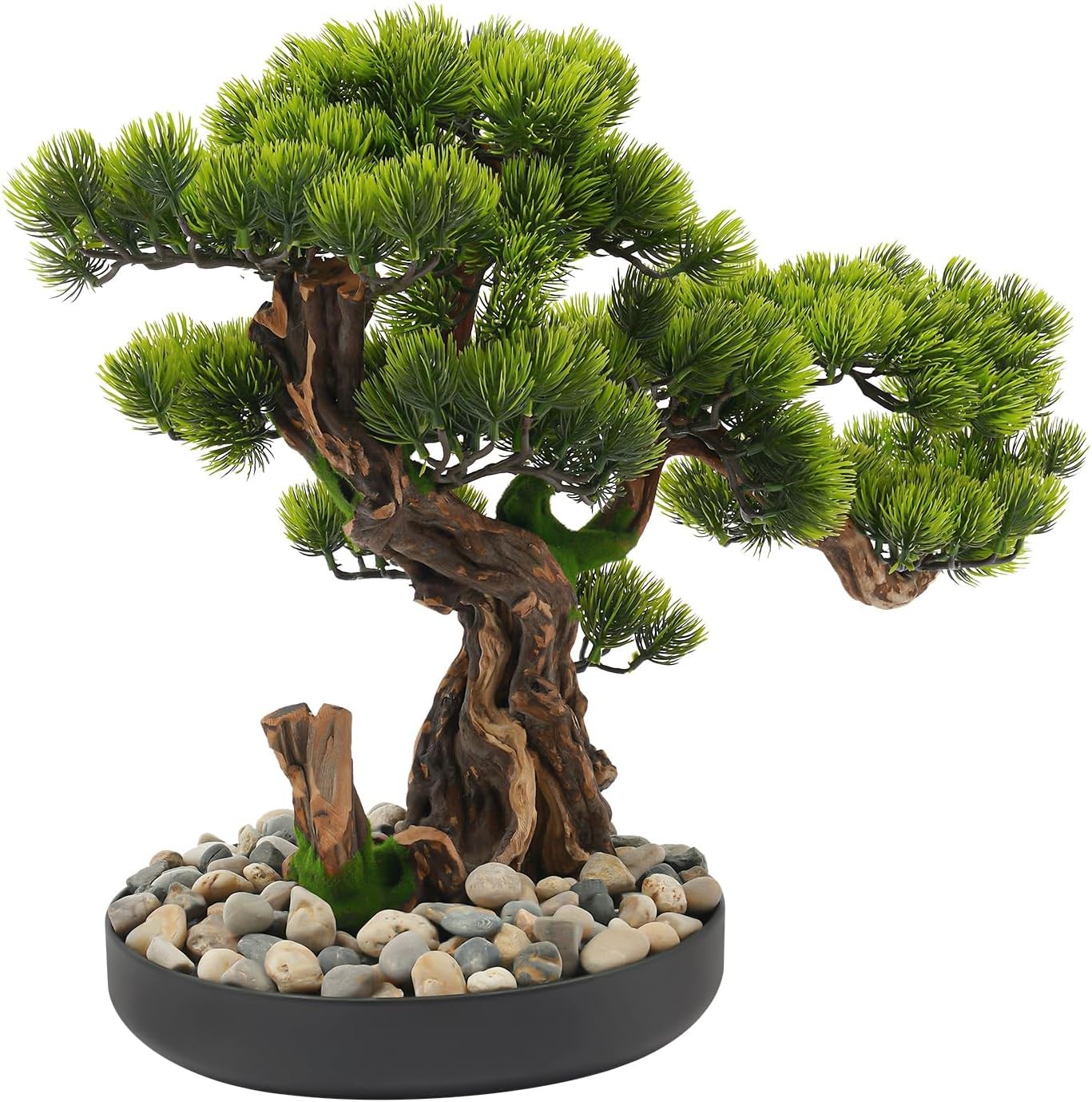Realistic Artificial Bonsai Pine Tree 25.6 * 17.7in Indoor Desktop Welcome Pine