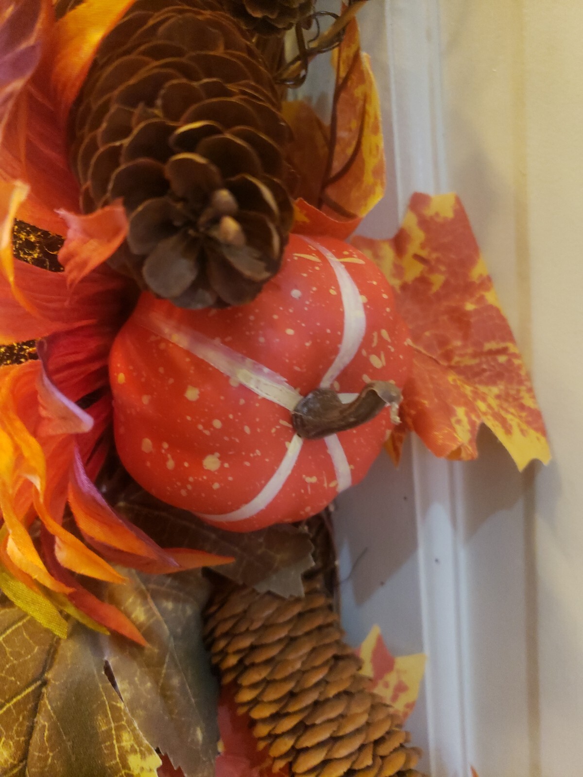 FLORAL & GRAPEVINE TEARDROP SWAG SUNFLOWER BERRIES PUMPKIN PINECONES 25″ LONG