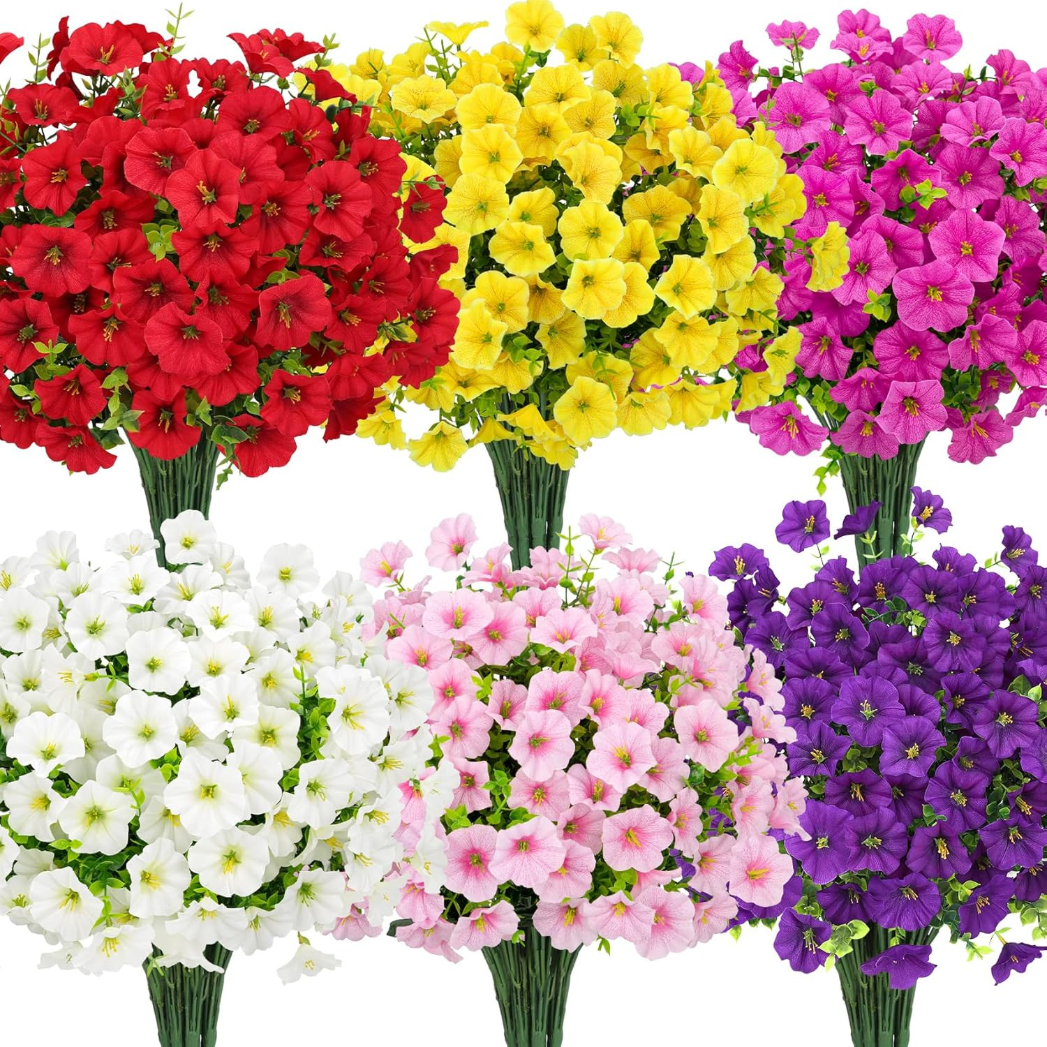 12 Bundles Artificial Flowers for Outdoors, Fake Flowers Silk Morning Glory with
