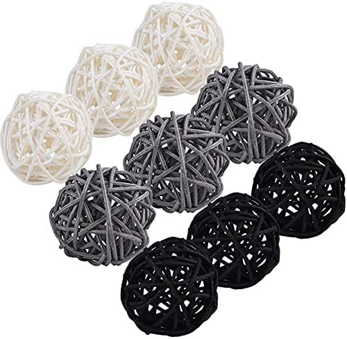 9 Pcs 3 Inch Wicker Balls Decorations, Rattan Balls Decorative for Home Decor DI