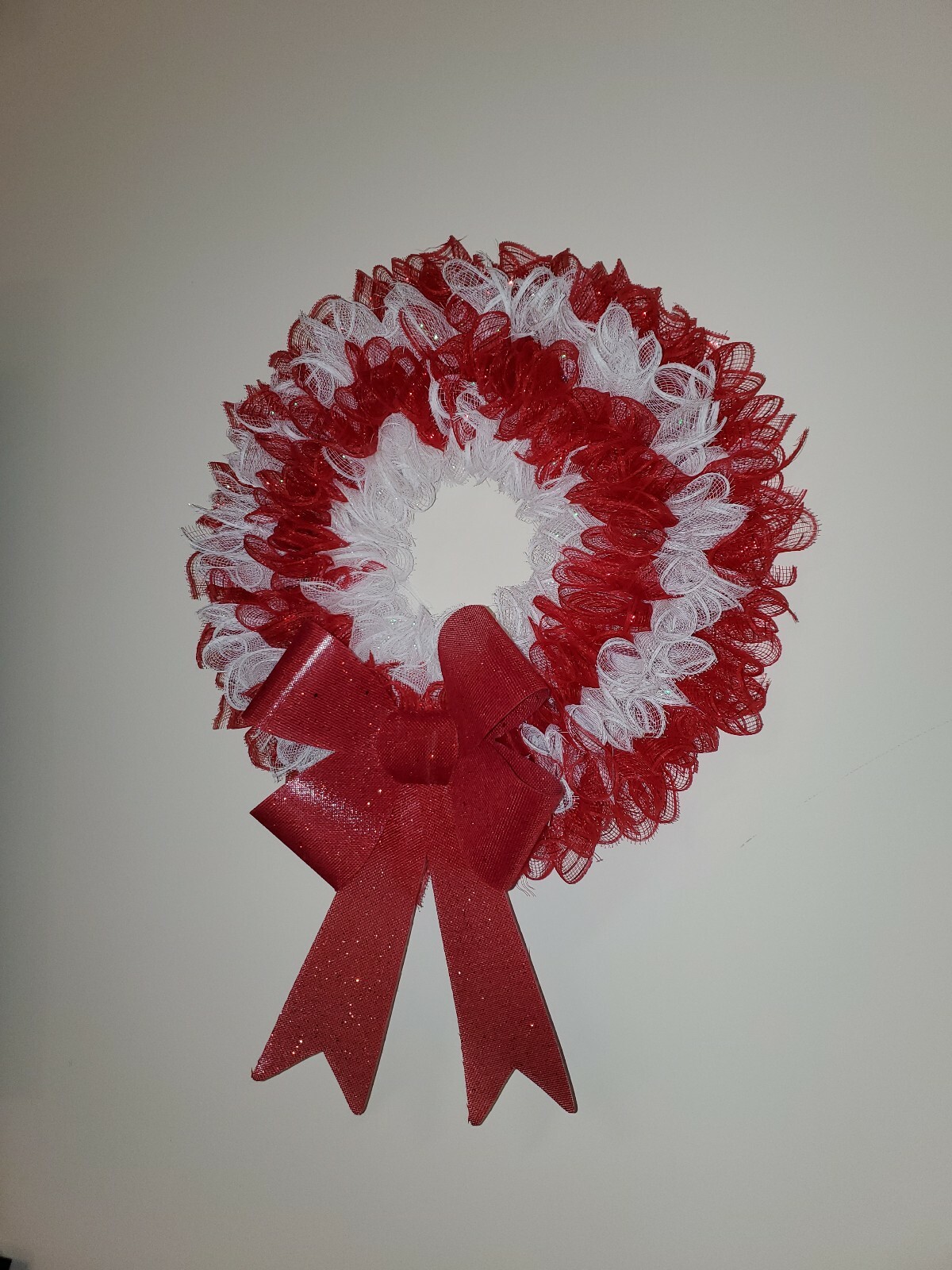 CHRISTMAS red white Deco Mesh Wreath Wall Decor Decoration Double Front Door NEW