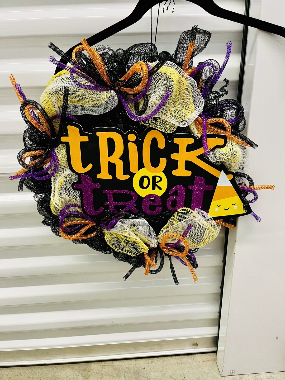 Halloween Deco Mesh Front Door Wreath Wall Decor Decoration 16″ Trick Or Treat