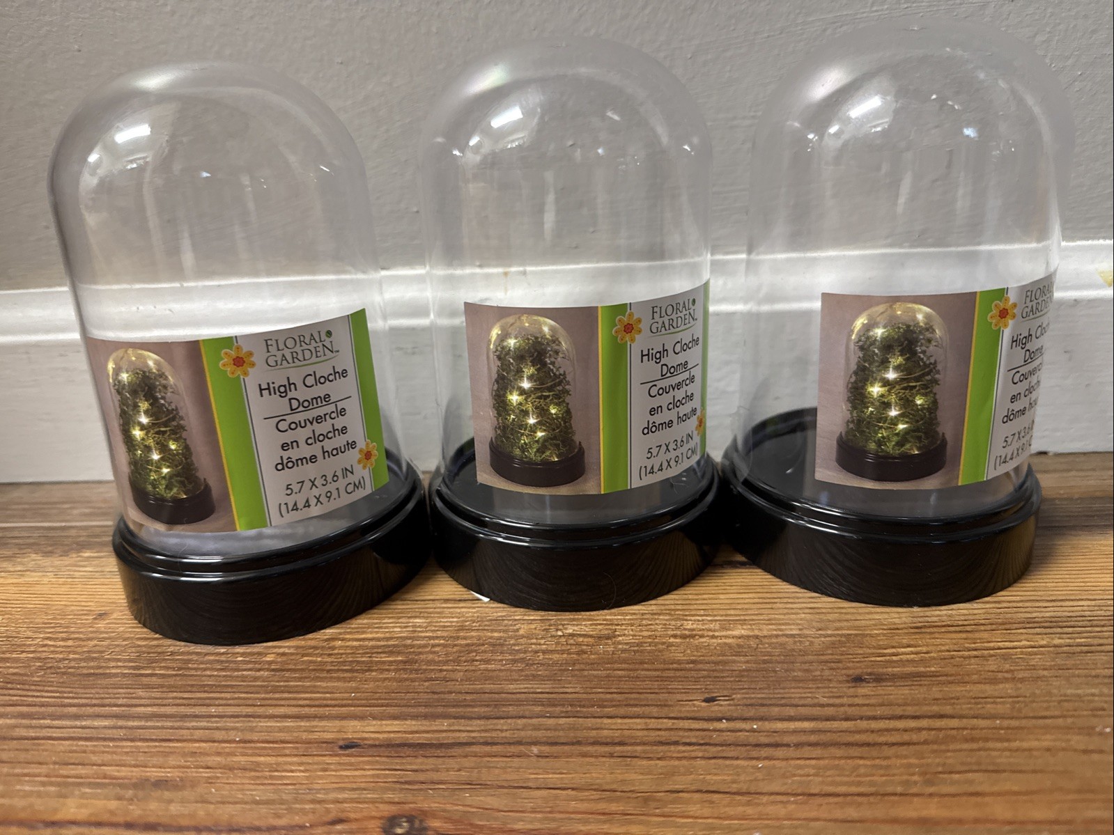 3 Lot Floral Garden High Cloche Dome Acrylic Display Case Home Decor 5.7×3.6