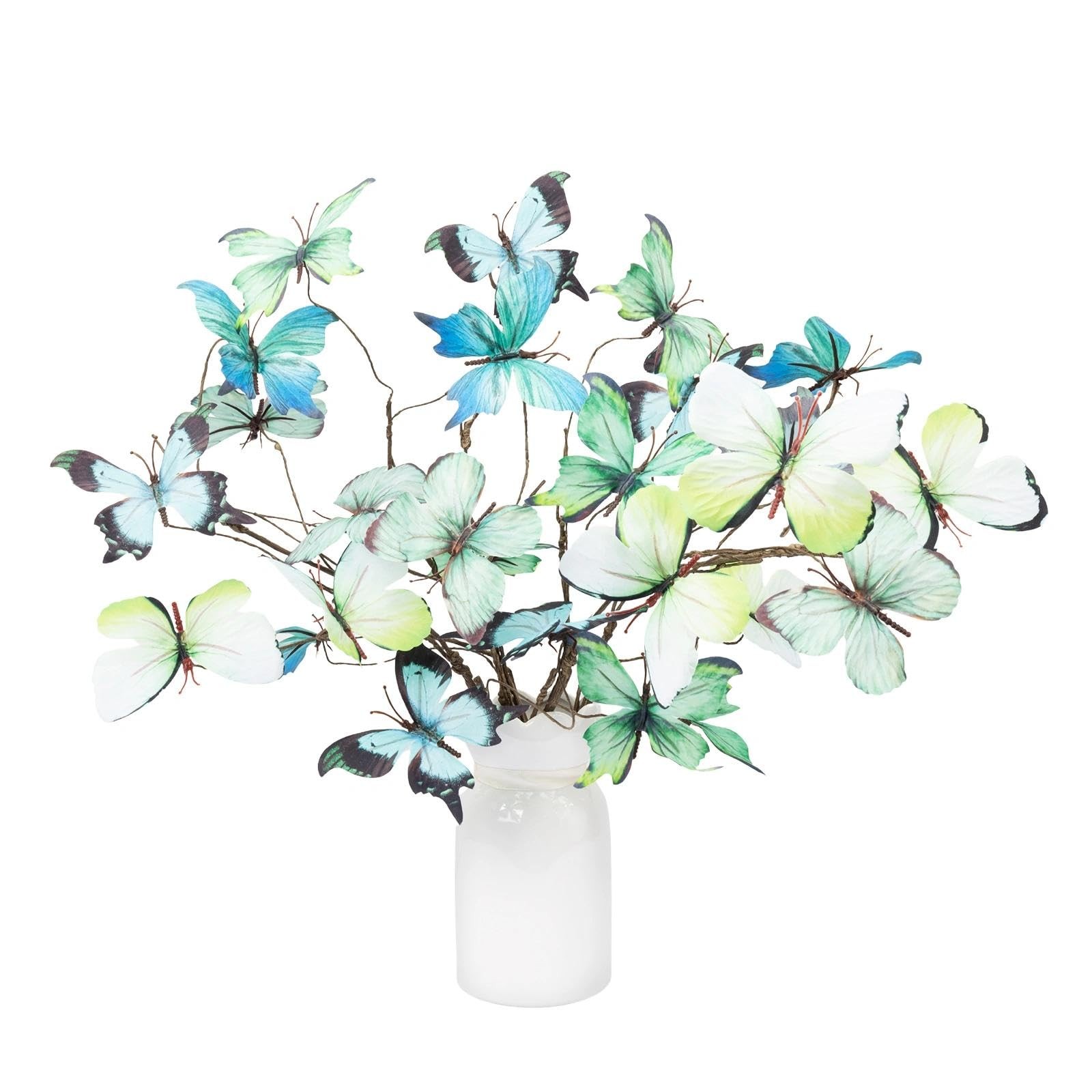 5 Pcs DIY Butterfly Decorations 5 Butterfly Branches with 30 Fake Butterflies…
