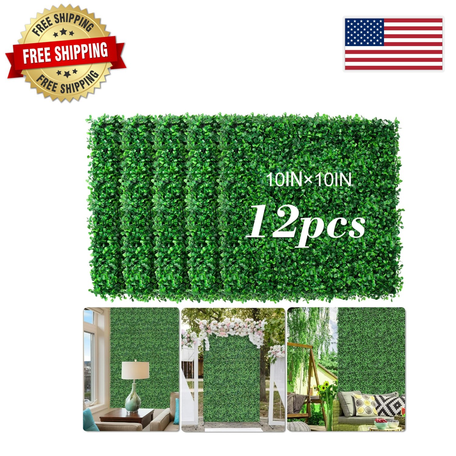 Realistic 10×10 Artificial Grass Wall – 12 Panels for Outdoor Decor