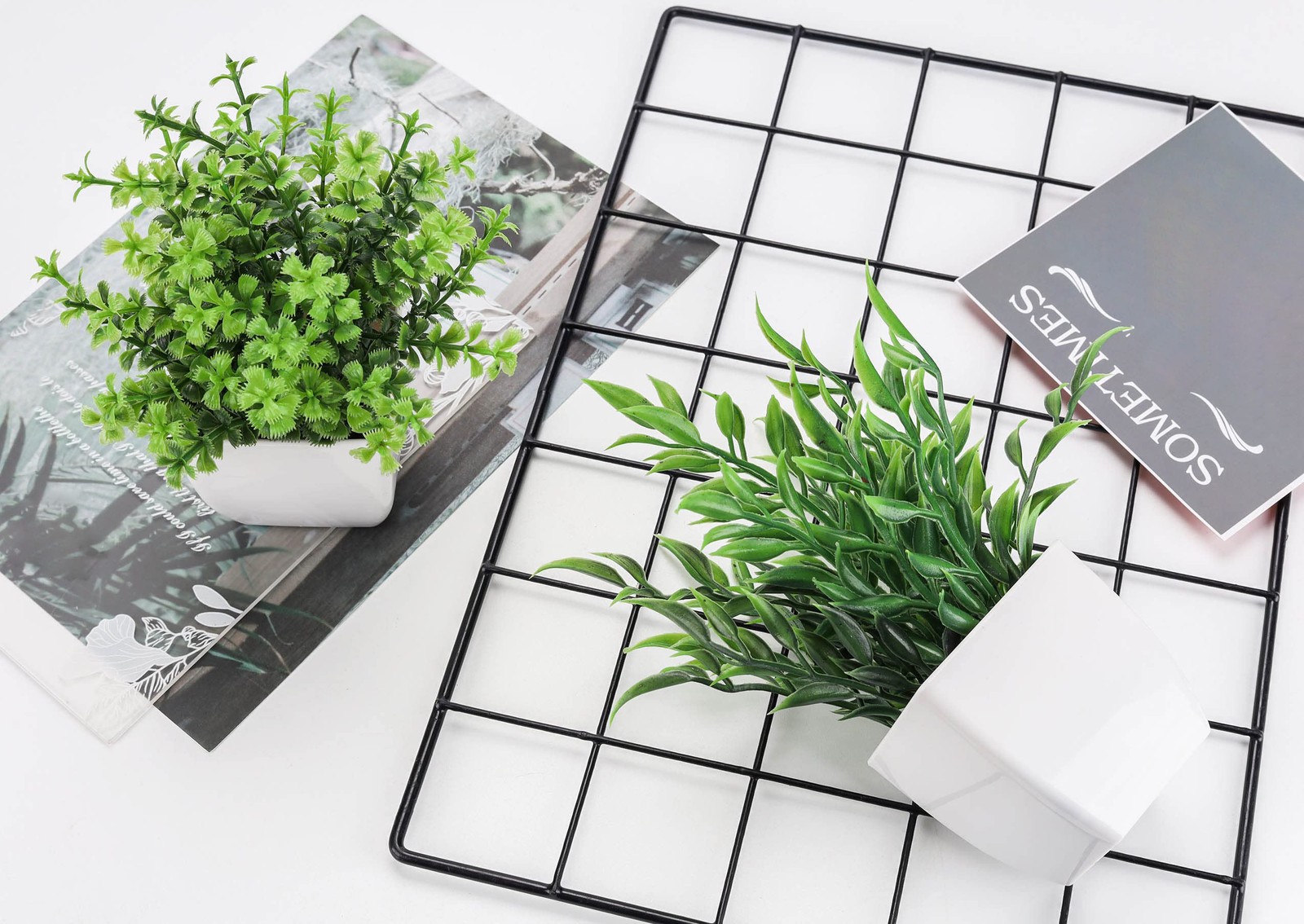 2 Pack Faux Greenery Plants, Small Potted Decor, Indoor Tabletop