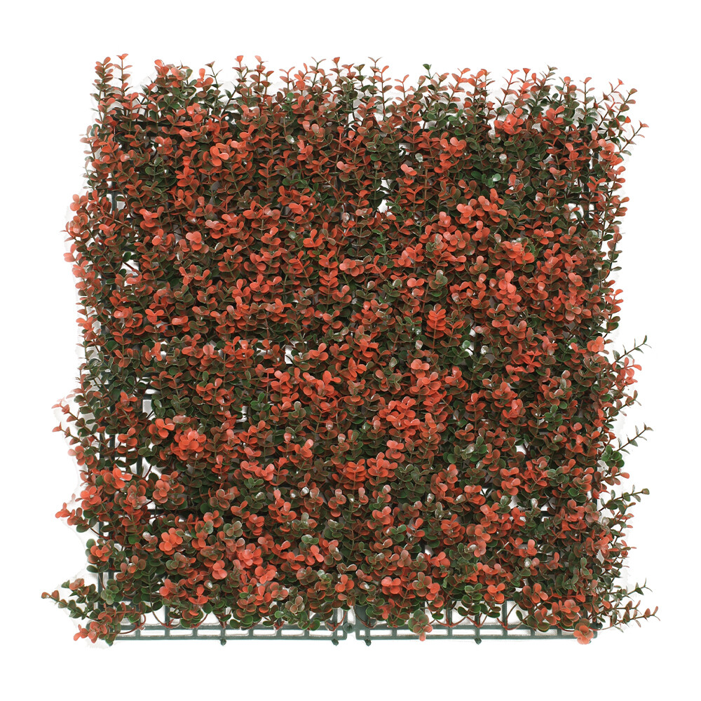 20″x20″ Artificial Red Buxus Mat Faux Fence Panel Wall Decor Ficus Plant Hedge
