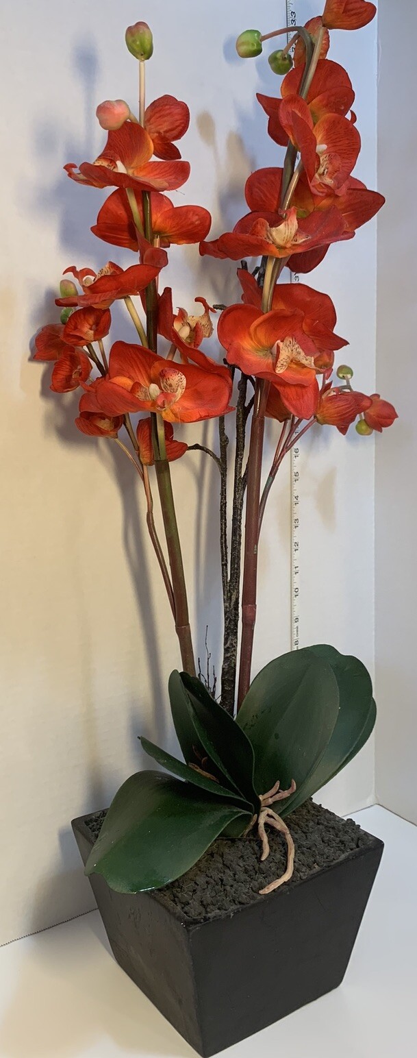 Artificial Red Orchid Planter