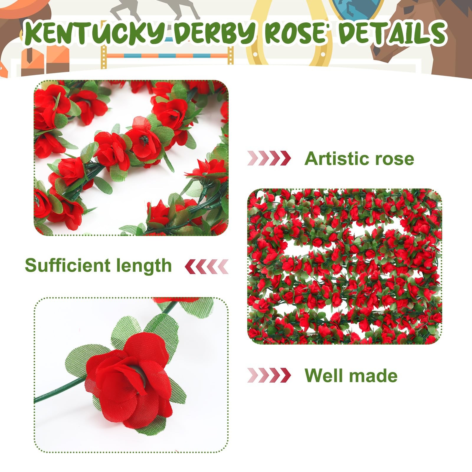 Thiccywoov 96Ft 16 Pack Fake Red Roses Vines Silk Flowers Faux Plastic Outdoo…