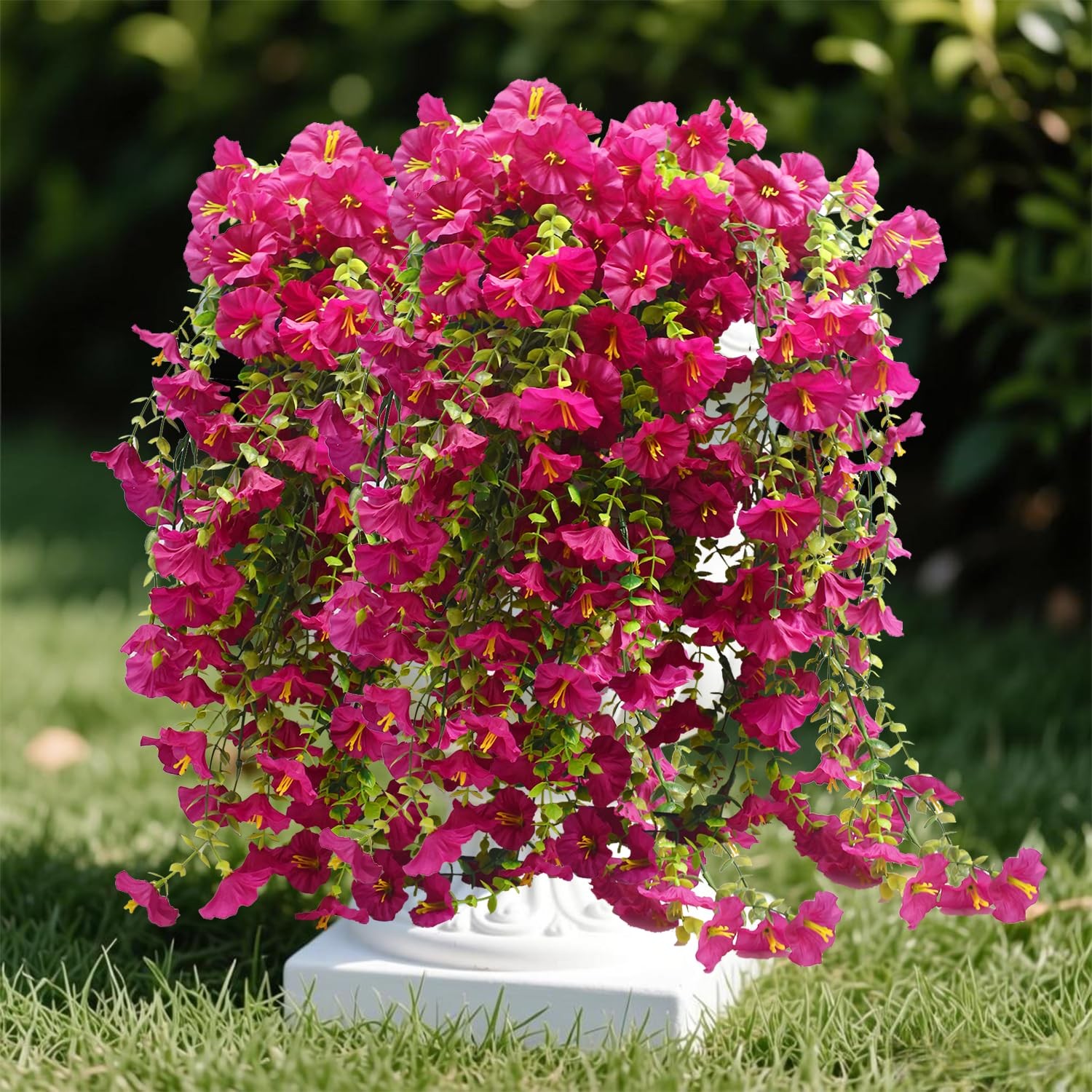 4 PCS Artificial Fake Hanging Flowers Plants for Outdoor Summer Decoration,Fa…