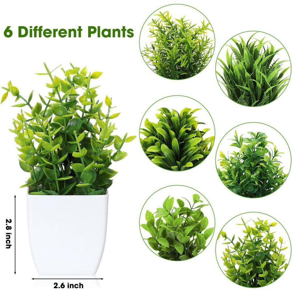 6.7-7.5 In. Green Indoor Artificial Shrub 12-Pack Mini Plastic Potted Faux Plant