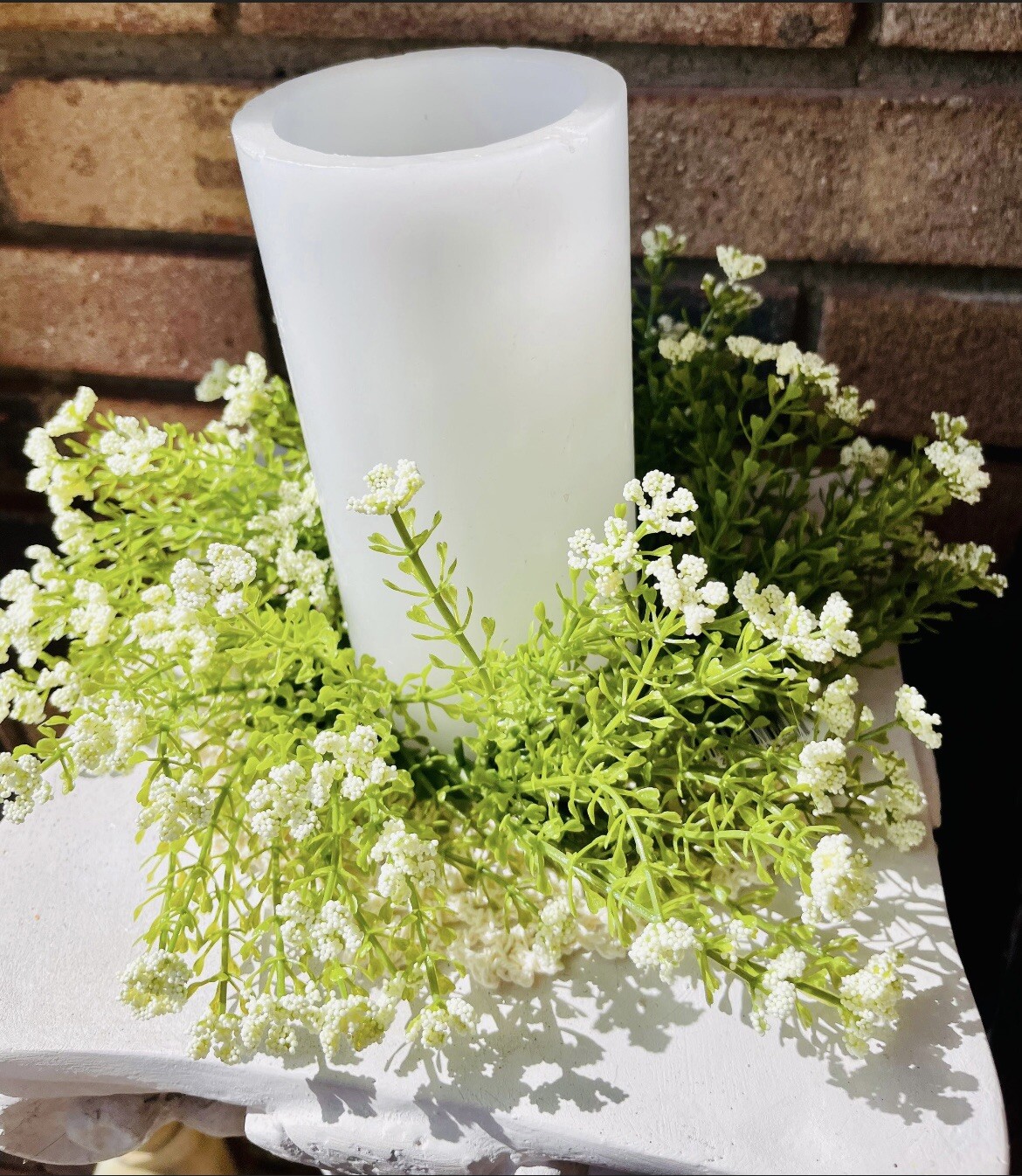 Astilbe Country Farmhouse Small Wreath Ring White Flowers NEW
