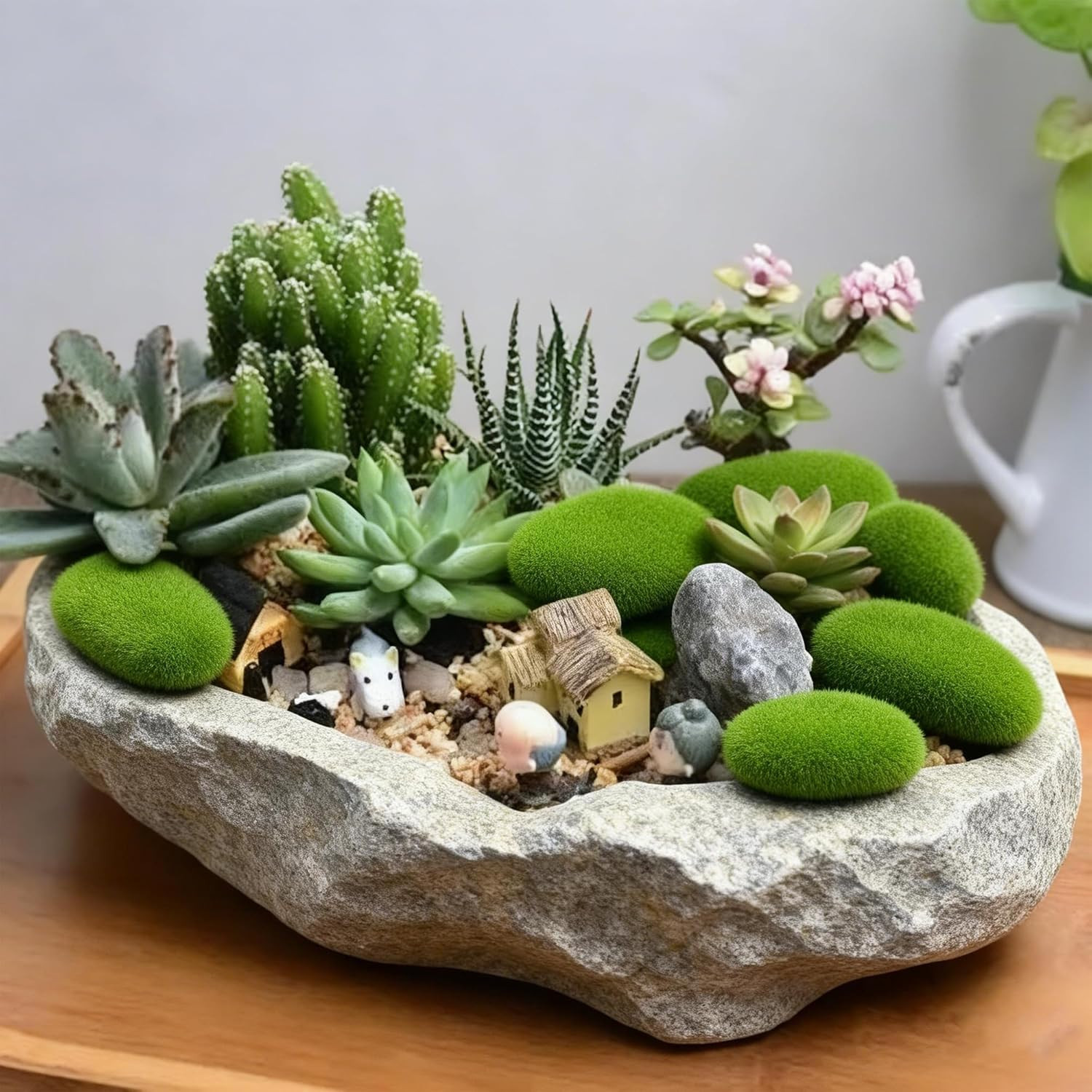 20Pcs Artificial Moss Rocks (2 Sizes),Green Moss Decoration, Suitable for Floral