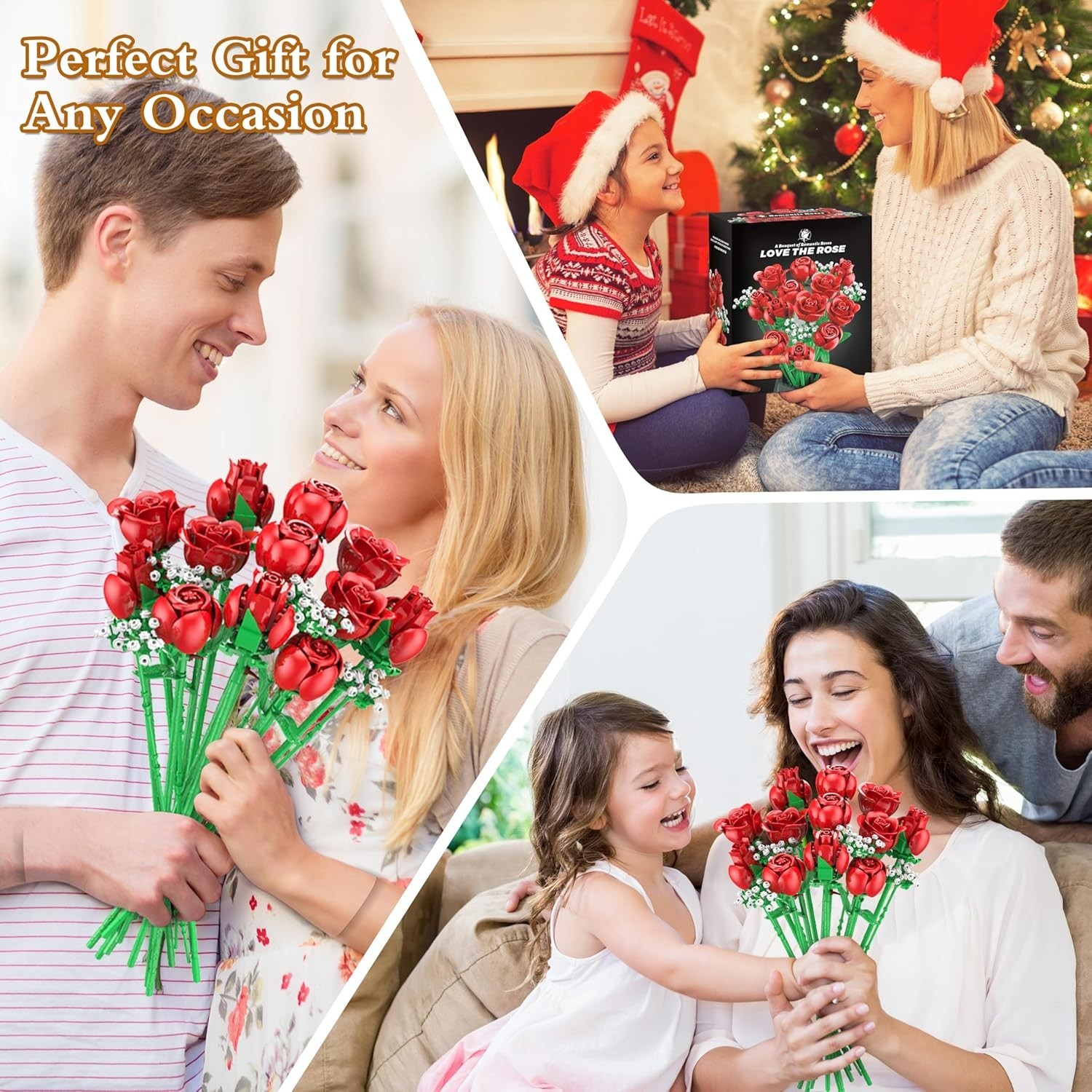 Eco-Friendly Red Rose Bouquet Building Blocks – 16Pcs for Lasting Romance