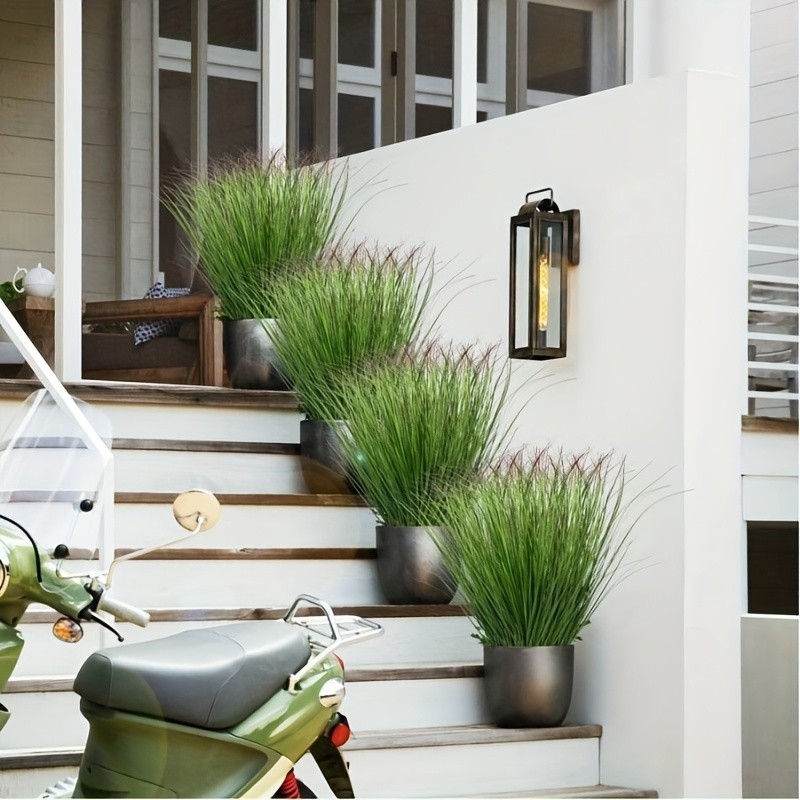 Faux Autumn Plants 10Pcs, Lifelike Green Onion Grass Shrubs for Home Decor