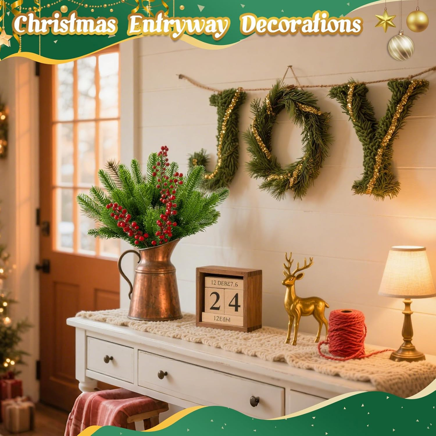 30PCS Artificial Pine Branches – Fake Green Plants Pine Needles DIY Pine Garland