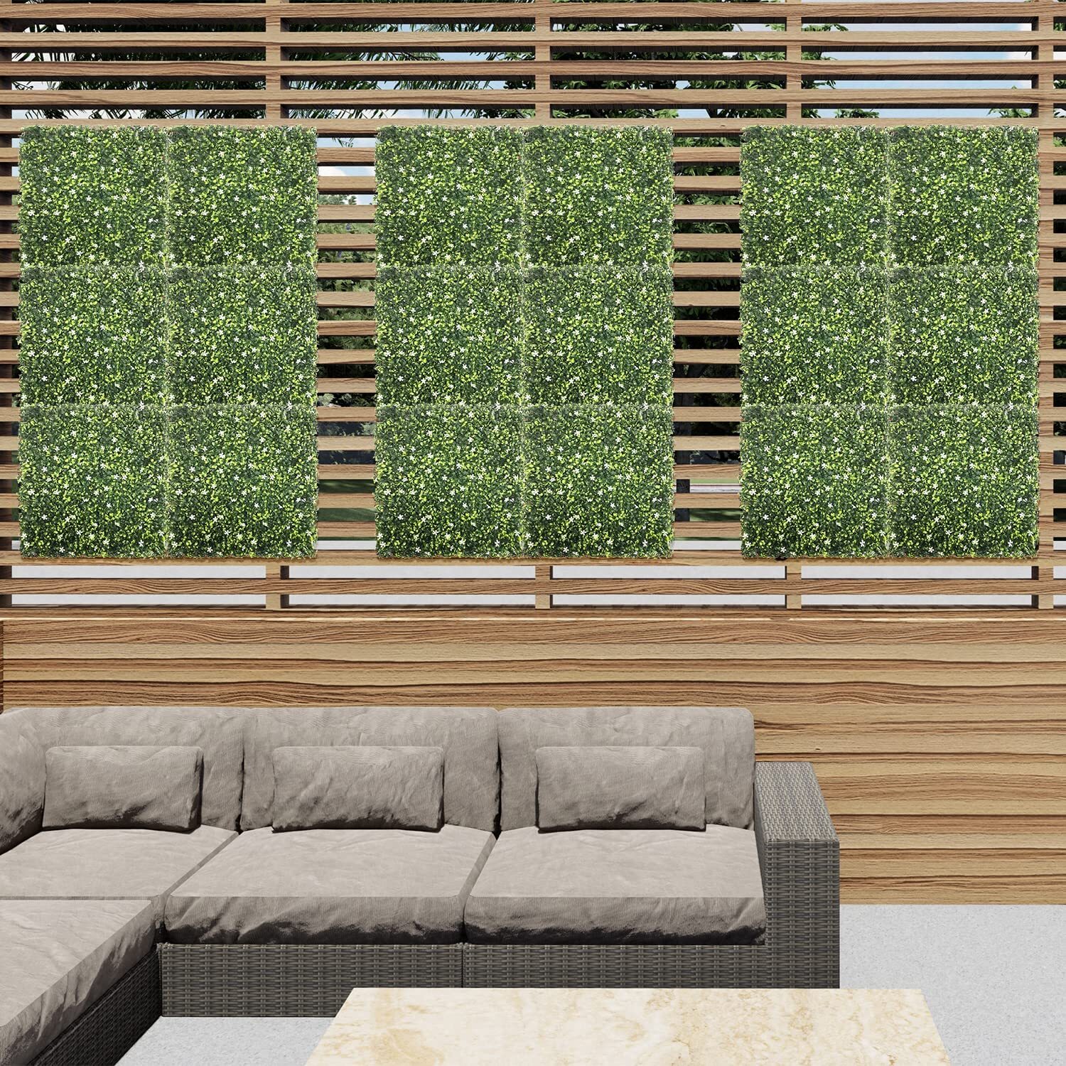 12 pc 20×20″ Artificial Faux Jasmine Leaf Privacy Fence Screen Decor Panel Hedge