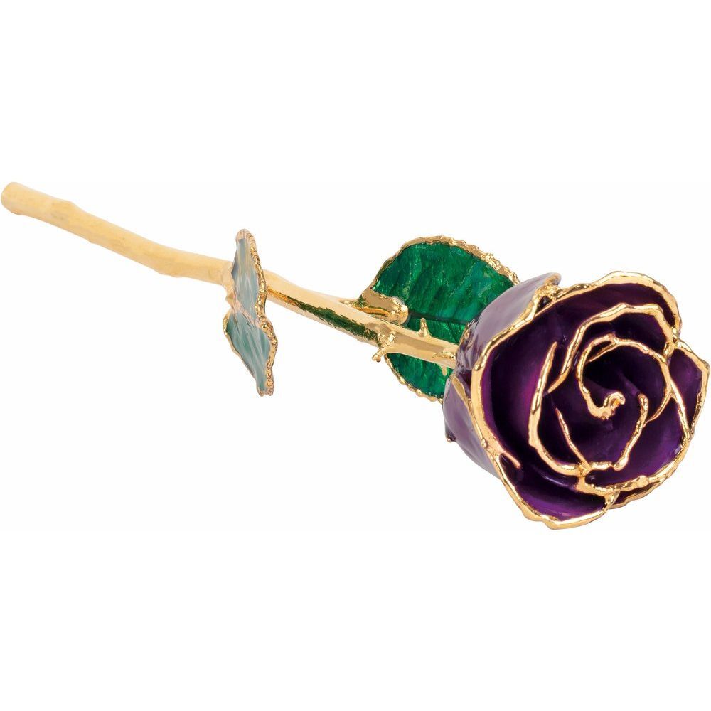 24k Gold Dipped Purple Lacquer Real Rose Valentine’s Day Holiday Gift