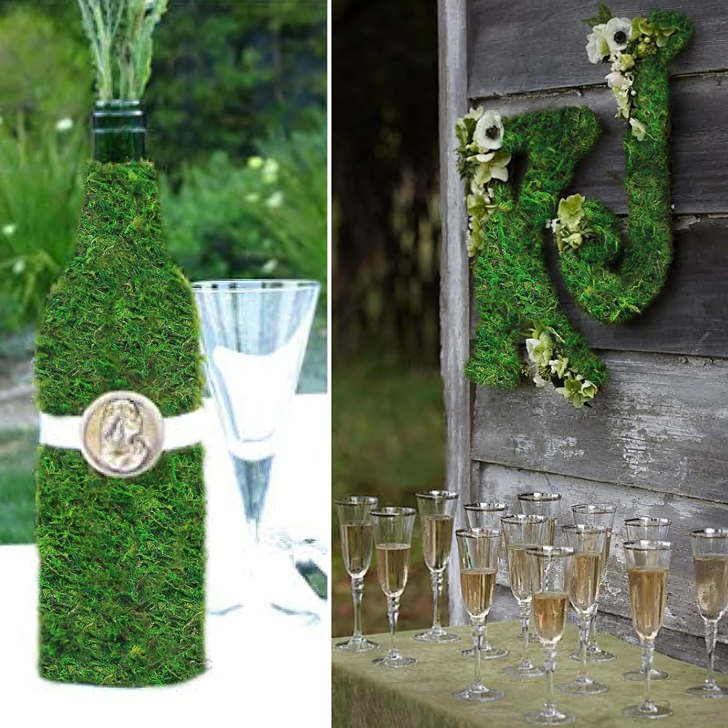 2 Pcs Moss Table Runner Dried Moss for Crafts Green Moss Roll for Fairy Gardens