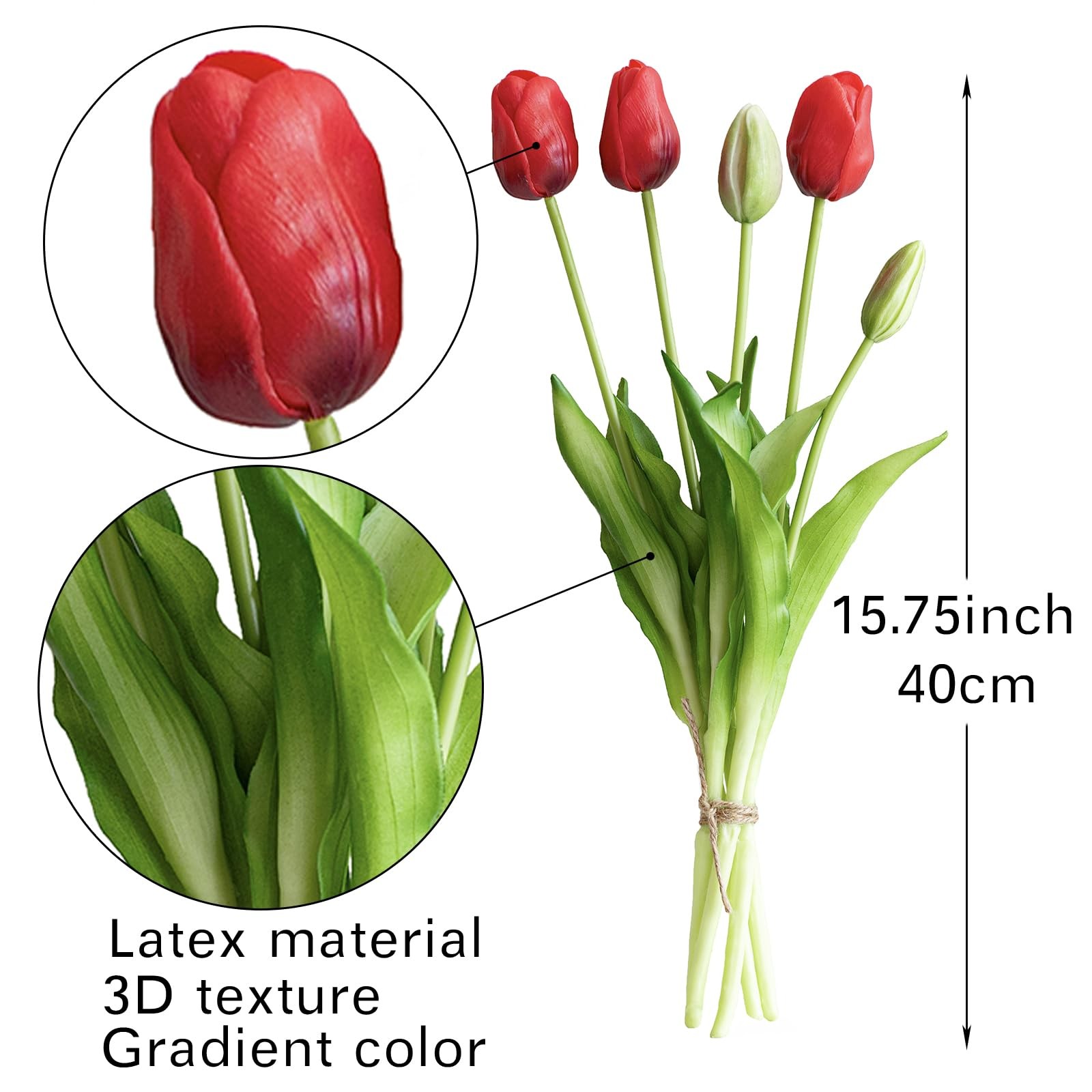 15 PCS Artificial Tulips Flowers Soft Touch Latex Bouquet Fake Home Decor