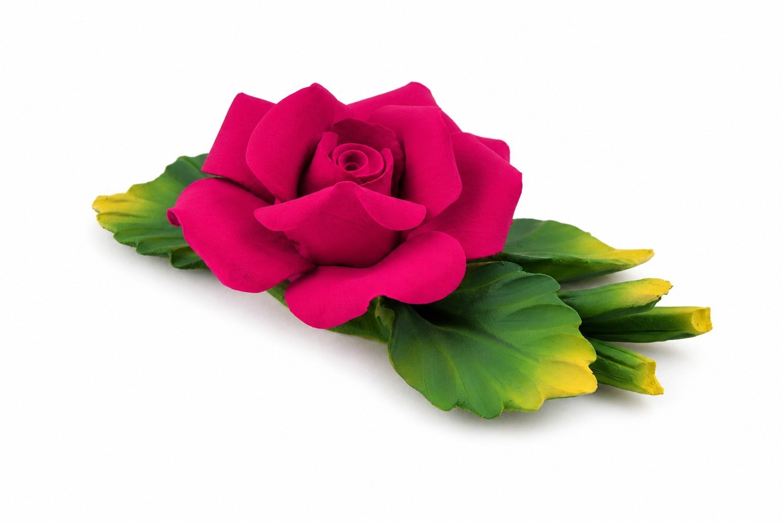 Capodimonte 7″ X 4″ Inch Italian Handmade Ceramic Fushia Rose