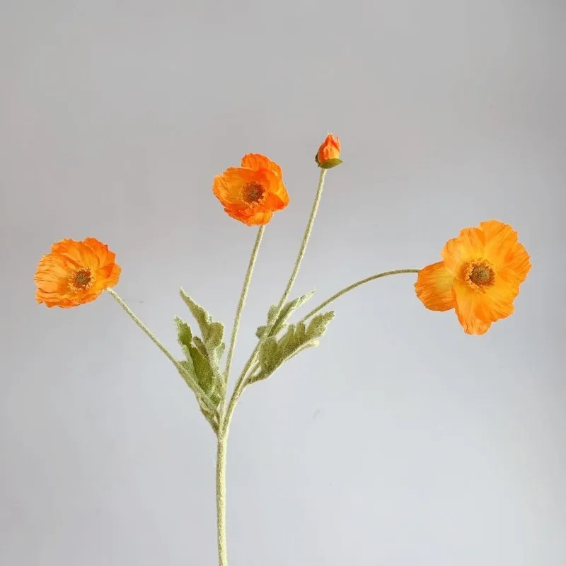 4 Head Artificial Flowers Bouquet Poppy Fake Flowers for Home Decor Garden Party