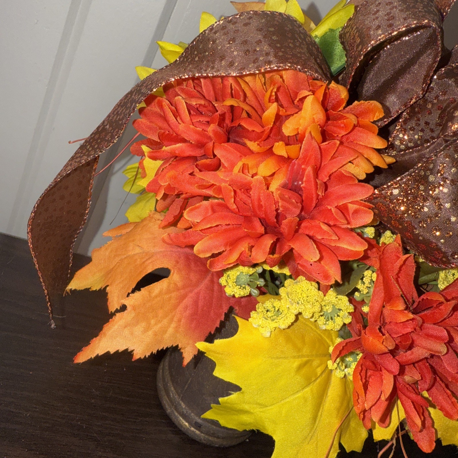 Fall Decor Table Piece Autumn Thanksgiving Artificial Floral Arrangement 12”