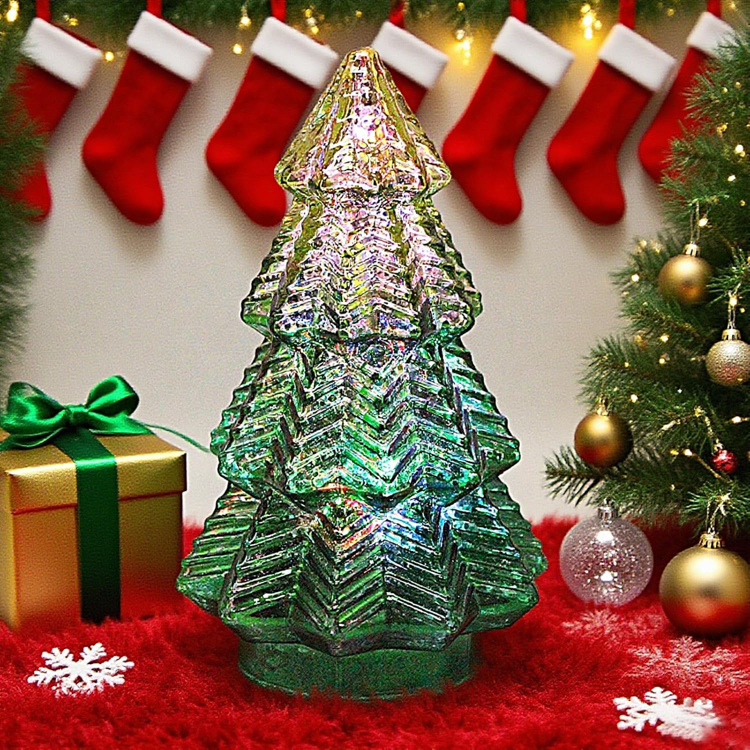 Christmas decor lamp,Mercury Glass Christmas Tree Lights,Lighted Swirling Col…