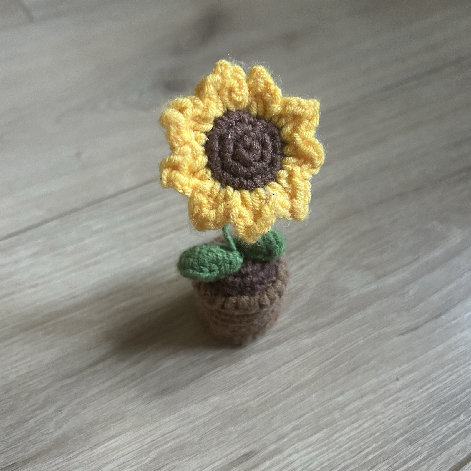 Crochet Sunflower Mini Flower Pot Plant Decor