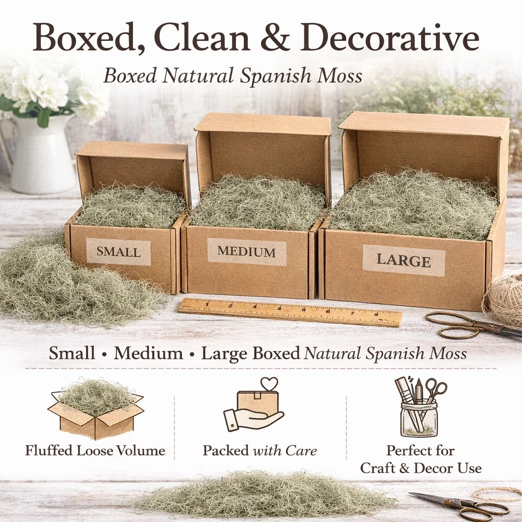 Natural Spanish Moss – Decorative Craft Moss for Planters, Terrariums & Wreaths