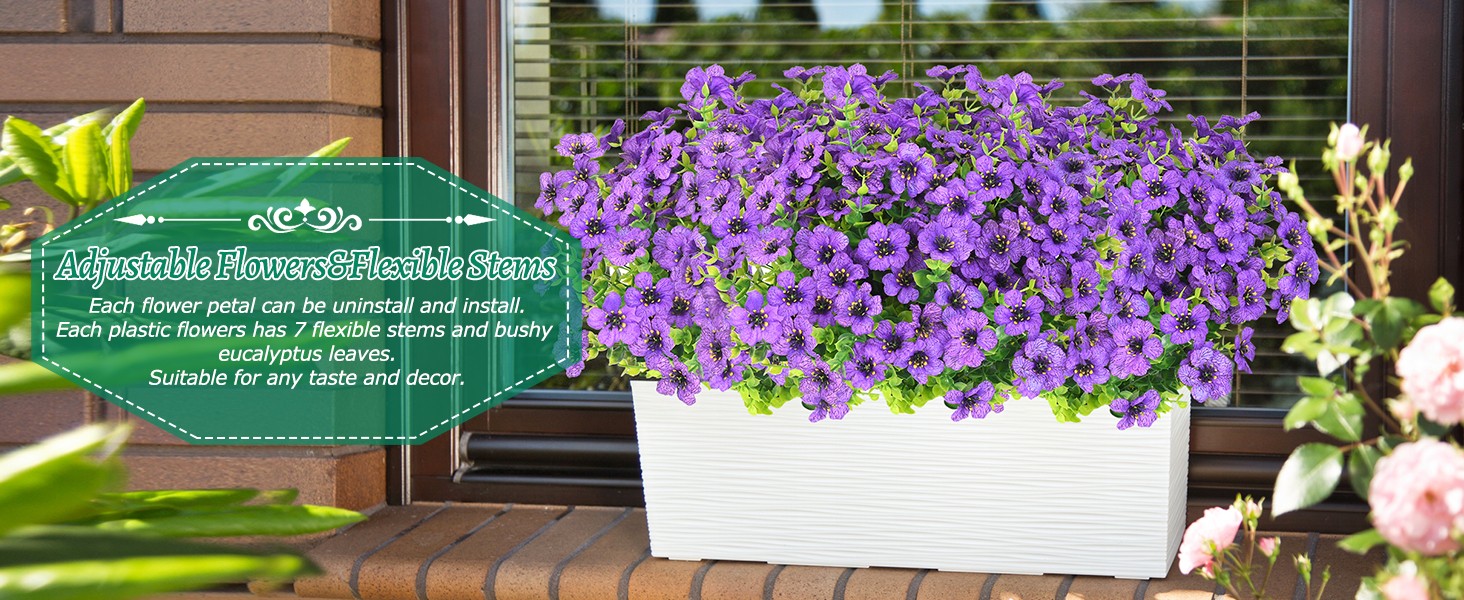 Artificial Flowers for Outdoors, 9 Bundles Artificial Plants & Flowers Outdoor,