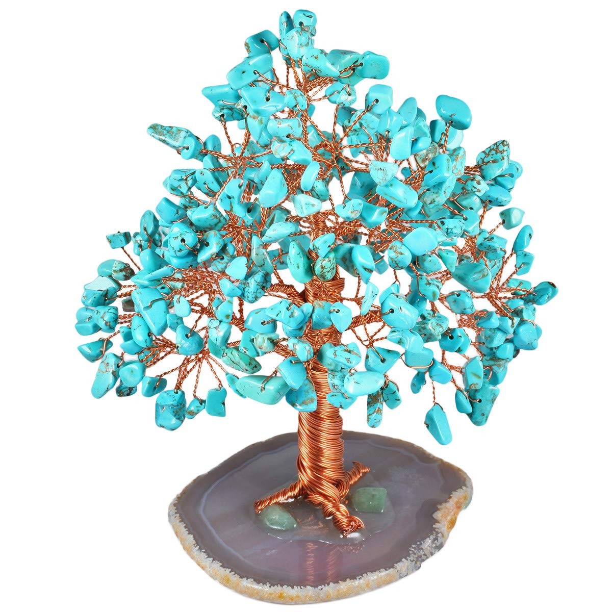 Green Howlite Turquoise Crystal Money Tree Agate Slice Geode Base 56 In