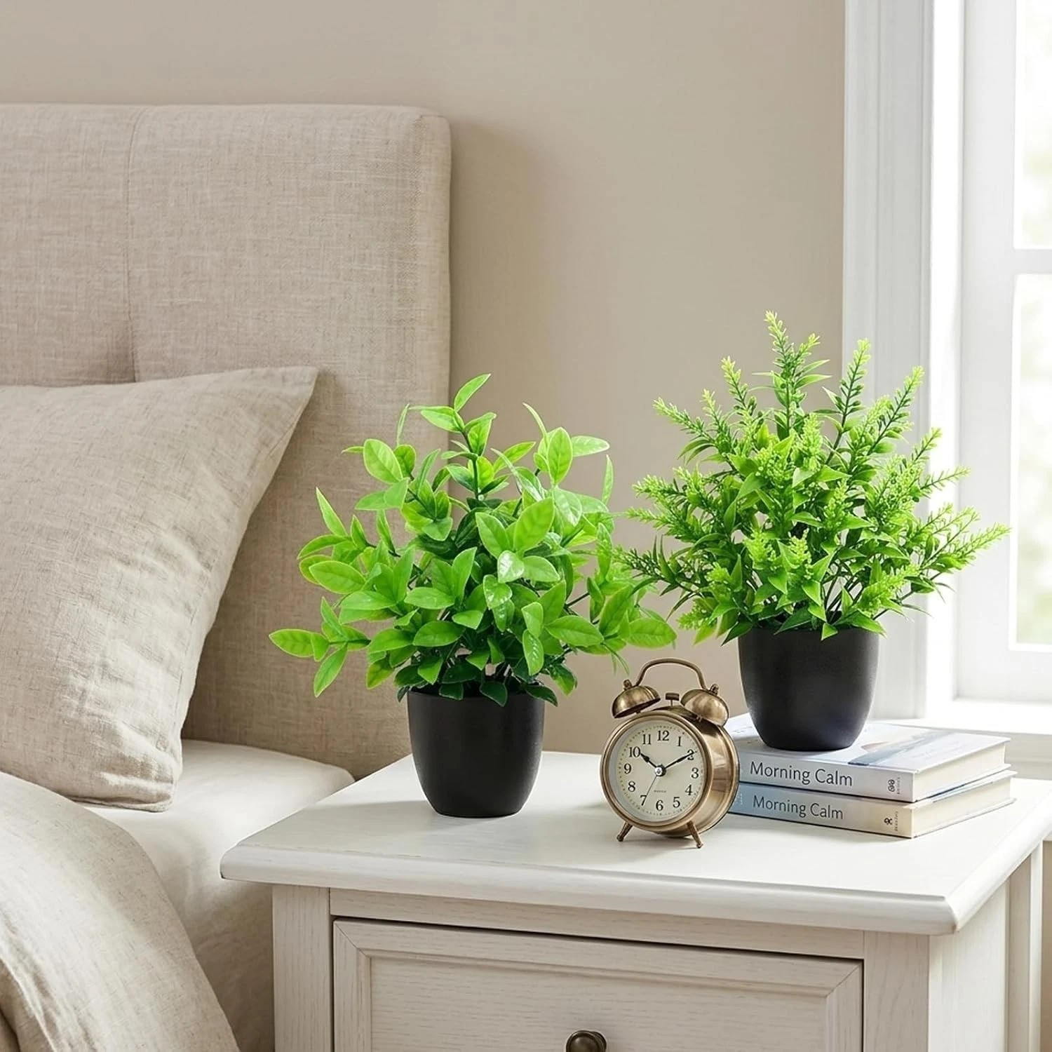 Vibrant Faux Greenery Set – 2 Decorative Potted Plants for Any Indoor Space