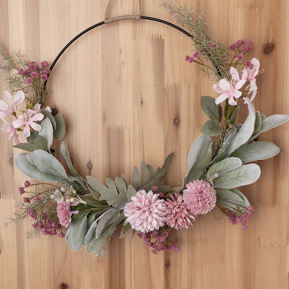 41cm Door Wreath with Dahlia and Green Leaves for Indoor and Outdoor Use