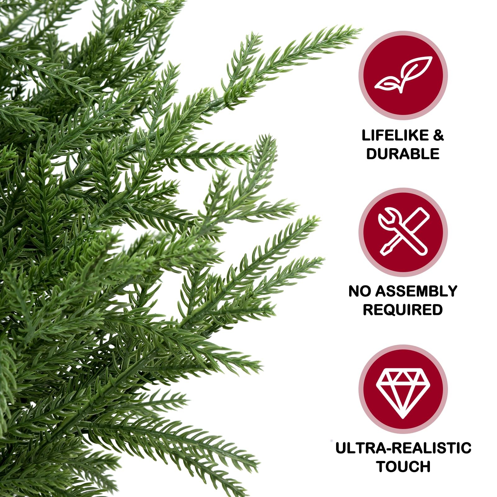 2 Pack 24″ Artificial Norfolk Pine Potted Trees – Realistic Faux Christmas Gr…