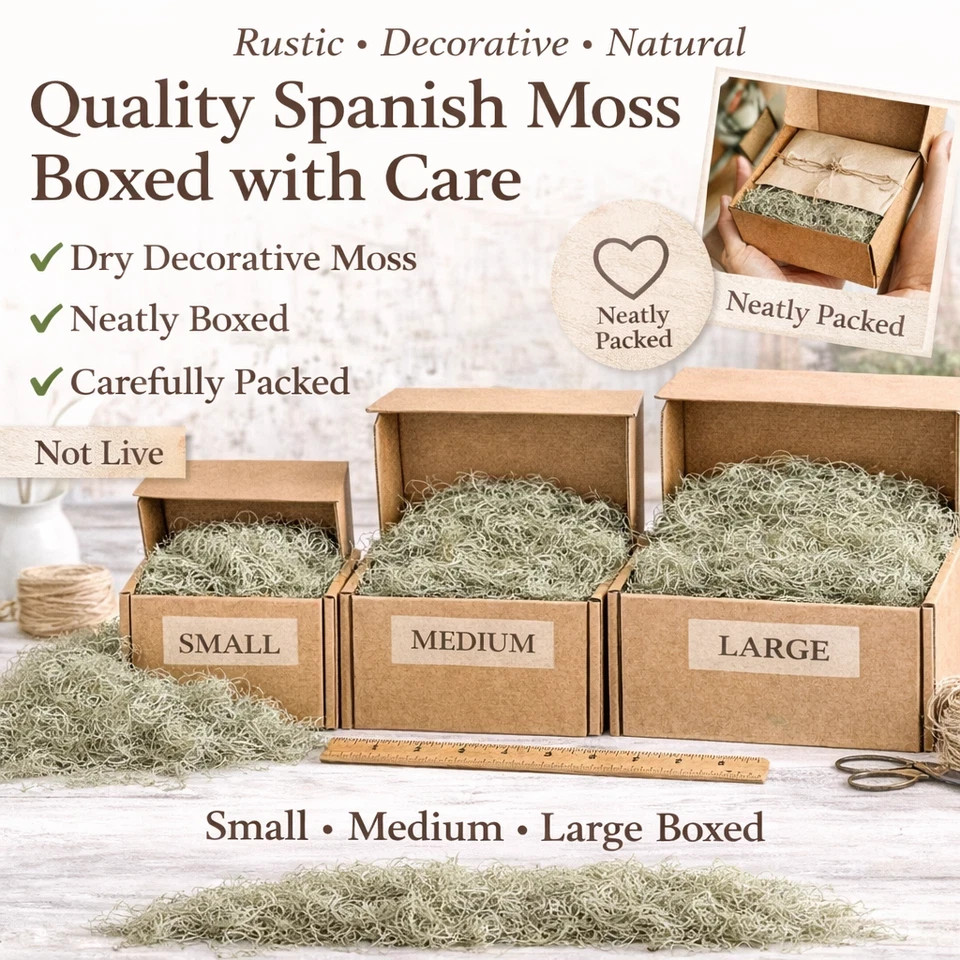 Natural Spanish Moss – Decorative Craft Moss for Planters, Terrariums & Wreaths