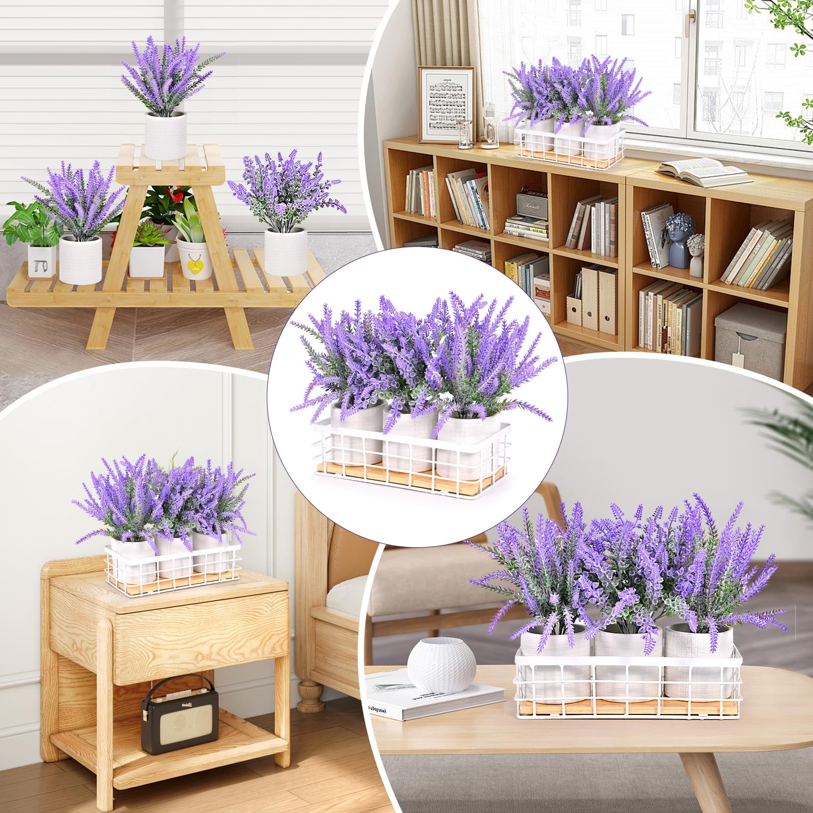 Small Fake Plants, 3 Pack Mini Artificial Plants Fake Lavender Plant in Pot, …