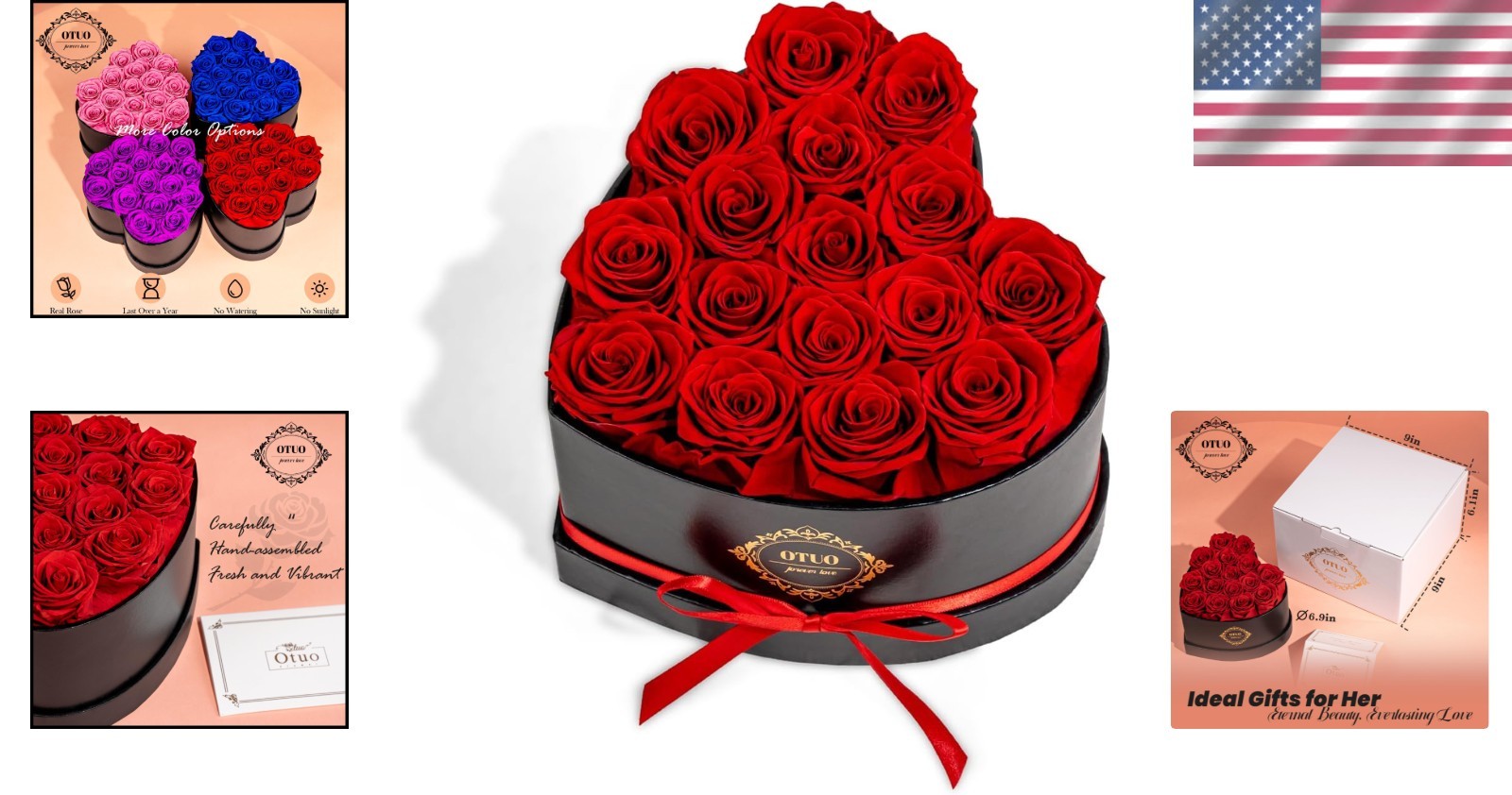 16 Eternal Roses in Heart Box Perfect Gift for Anniversary or Birthday