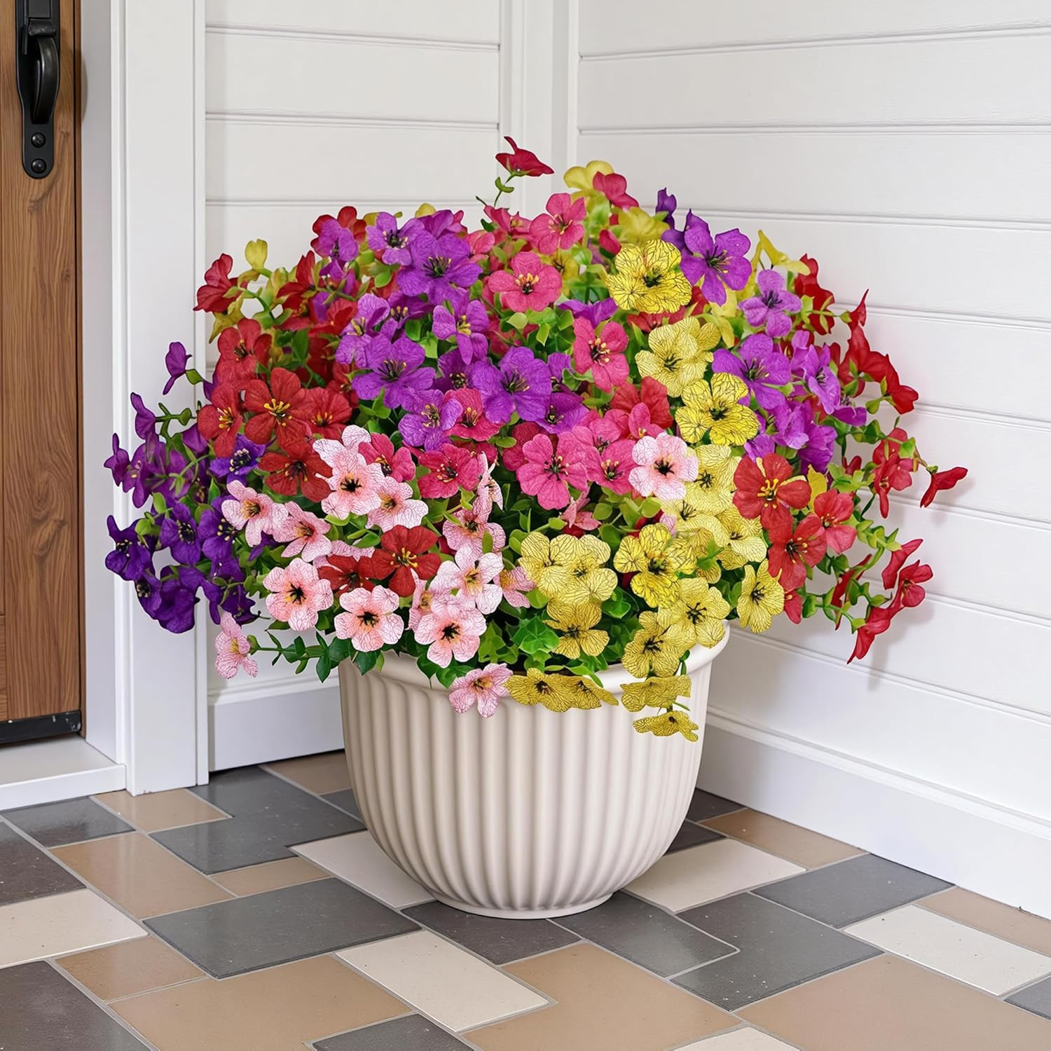 Artificial Faux Flowers Plants for Outdoors outside Spring Summer Decoration,12