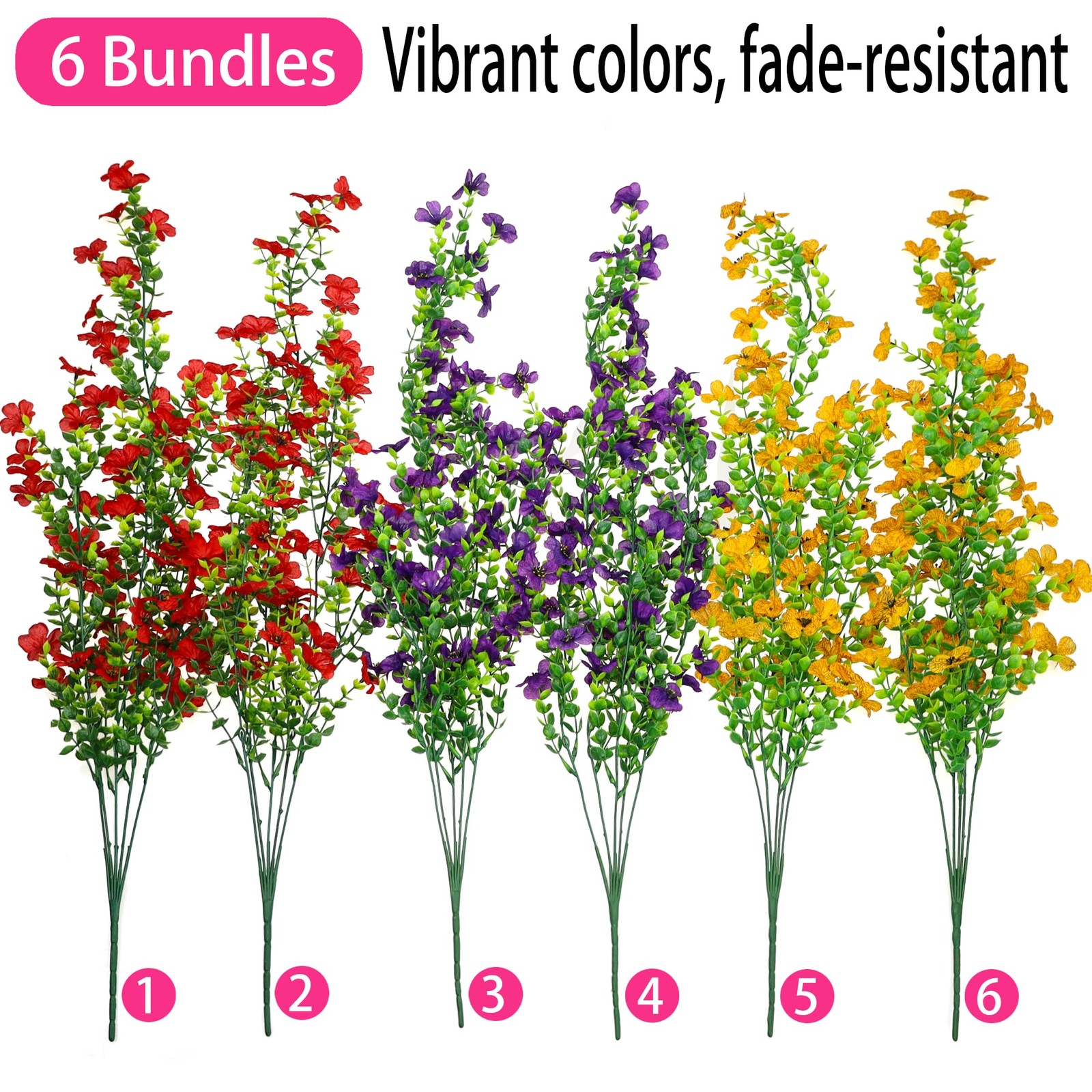 6 Pcs Artificial Hanging Flowers for Outdoor Indoor Garden Home Decoration, N…