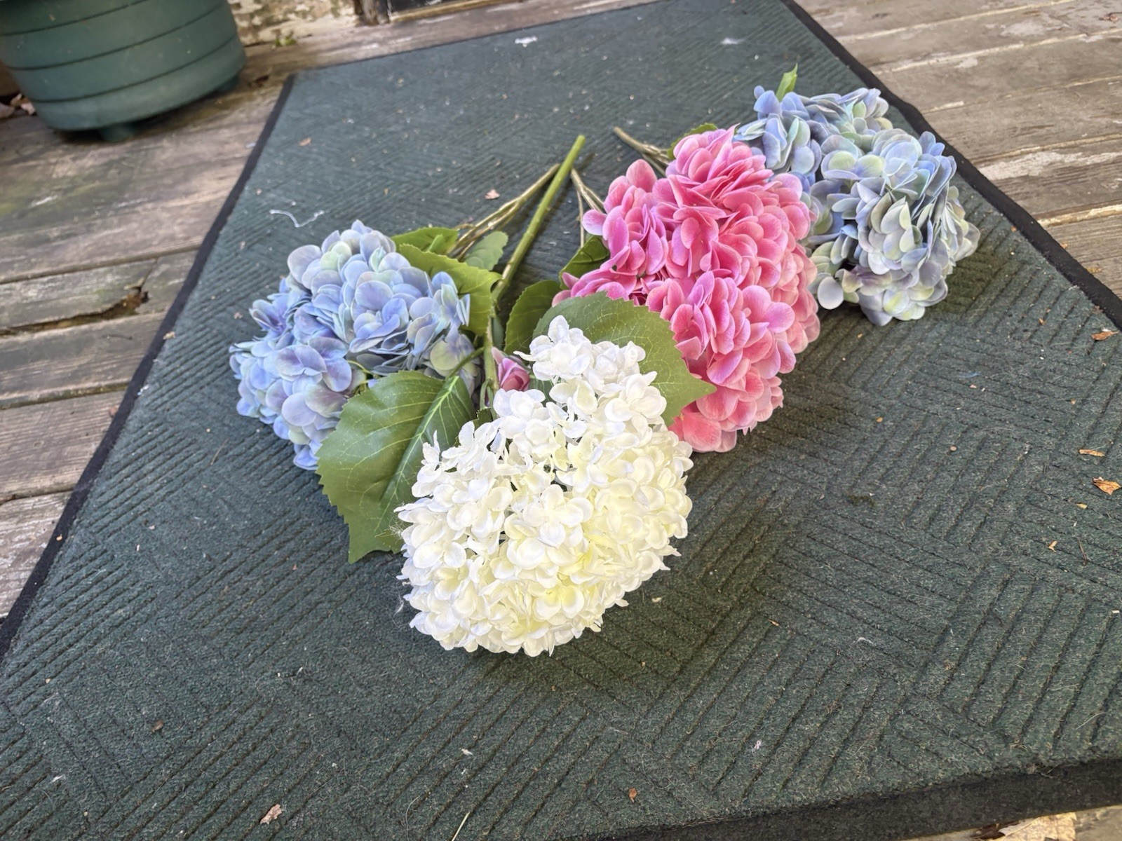 Lot Artificial Hydrangea Fake Flowers Real Touch 23” Blue Green Pink Latex Decor