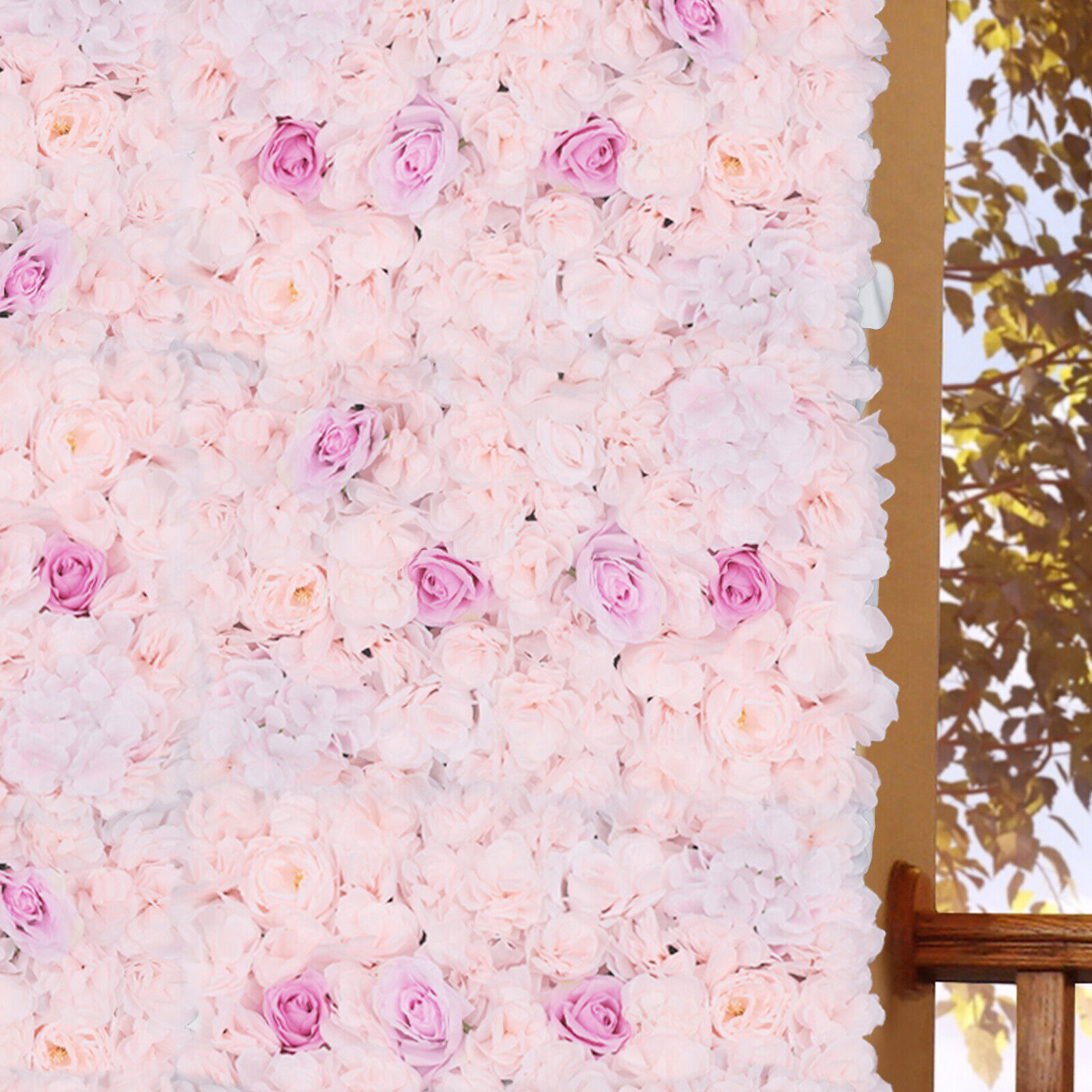 4pcs Artificial Rose Flower Wall Panel Party Wedding Background Decoration