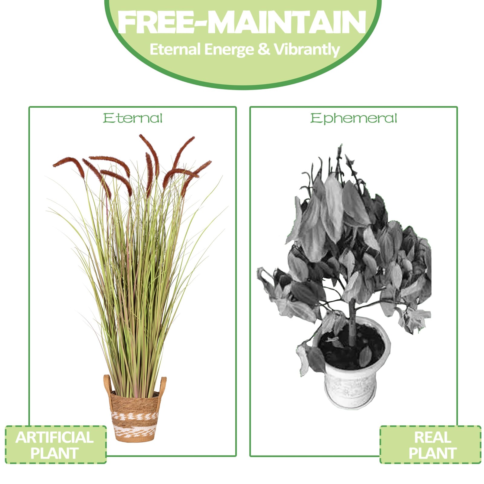 4 FT 2-Pack Artificial Horsetail Reed Grass, Fake Topiary Plant Tree in Pot, …