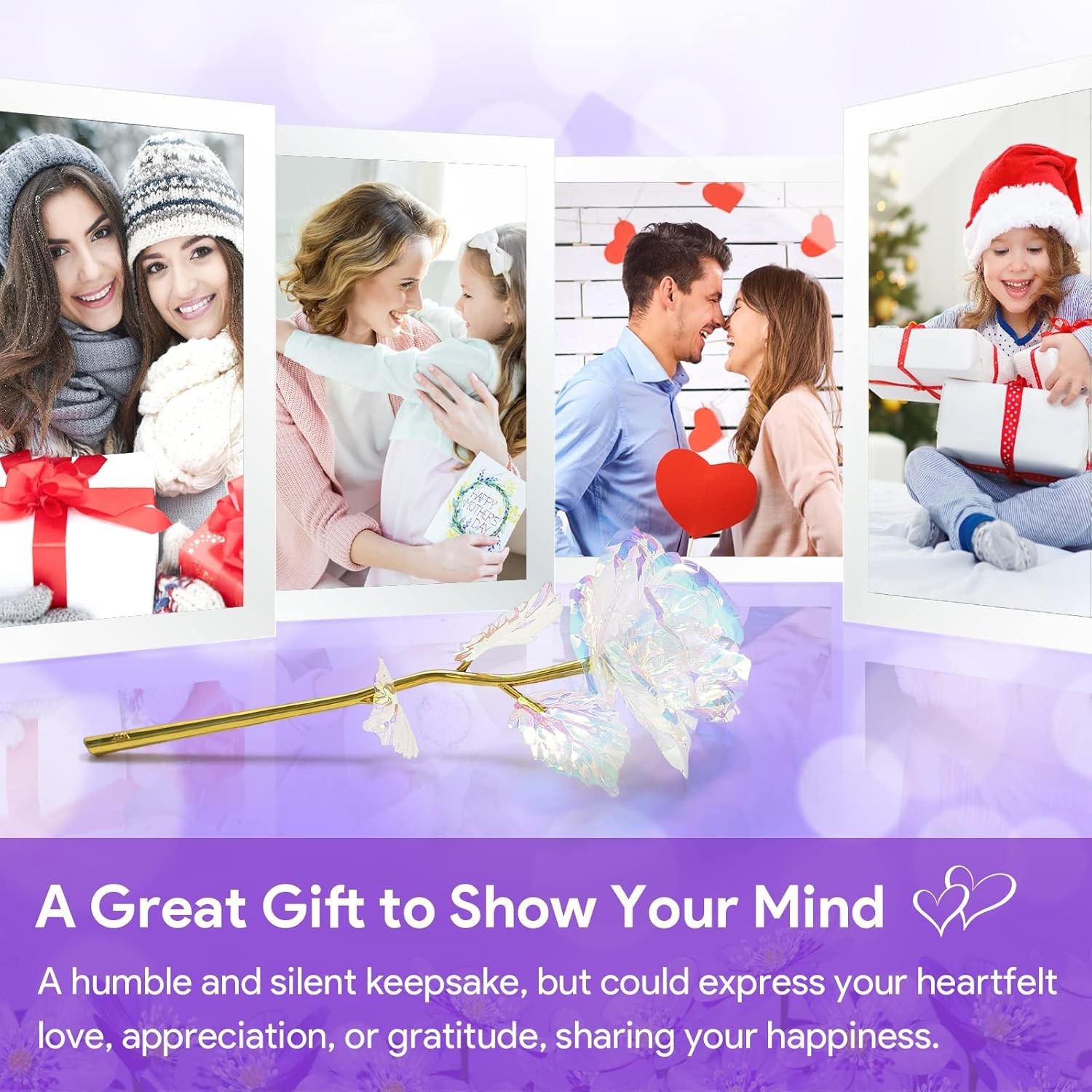 Valentines Day Rose Gifts for Her Birthday Gift for Women Galaxy Glass Rose