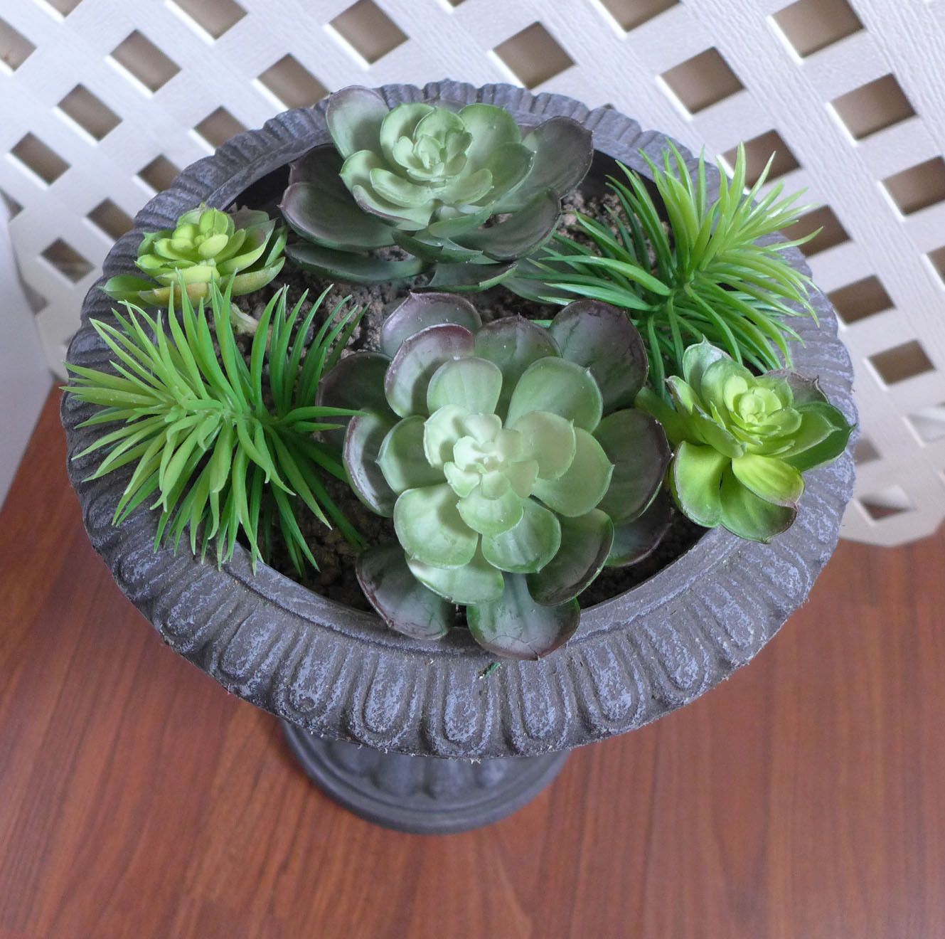 6 Artificial Grass Snow Lotus Mini Pine Tree Plastic Succulents Plants