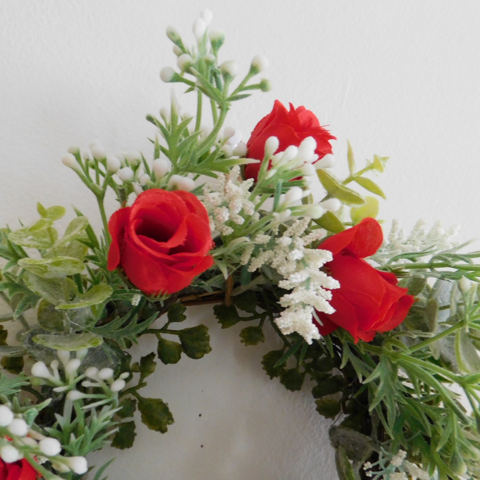 Dusty Miller Mini Wreath Eucalyptus Red Roses Candle Ring Wedding decor