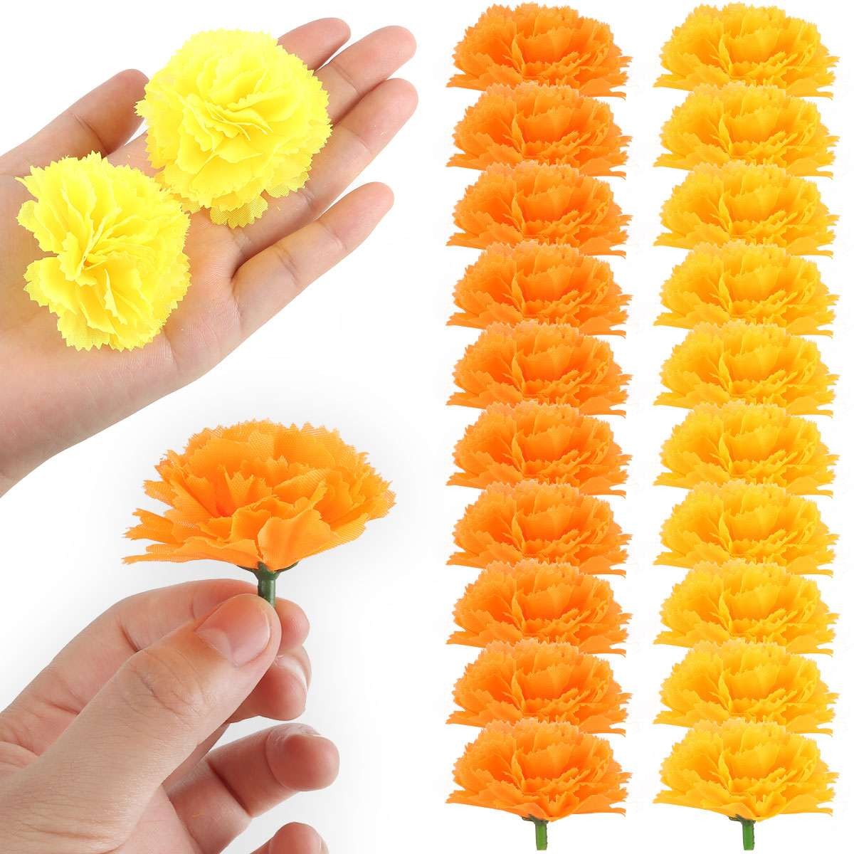 10/20/30/50Pcs Artificial Marigold Flower Garlands Wedding Diwali Decoration US