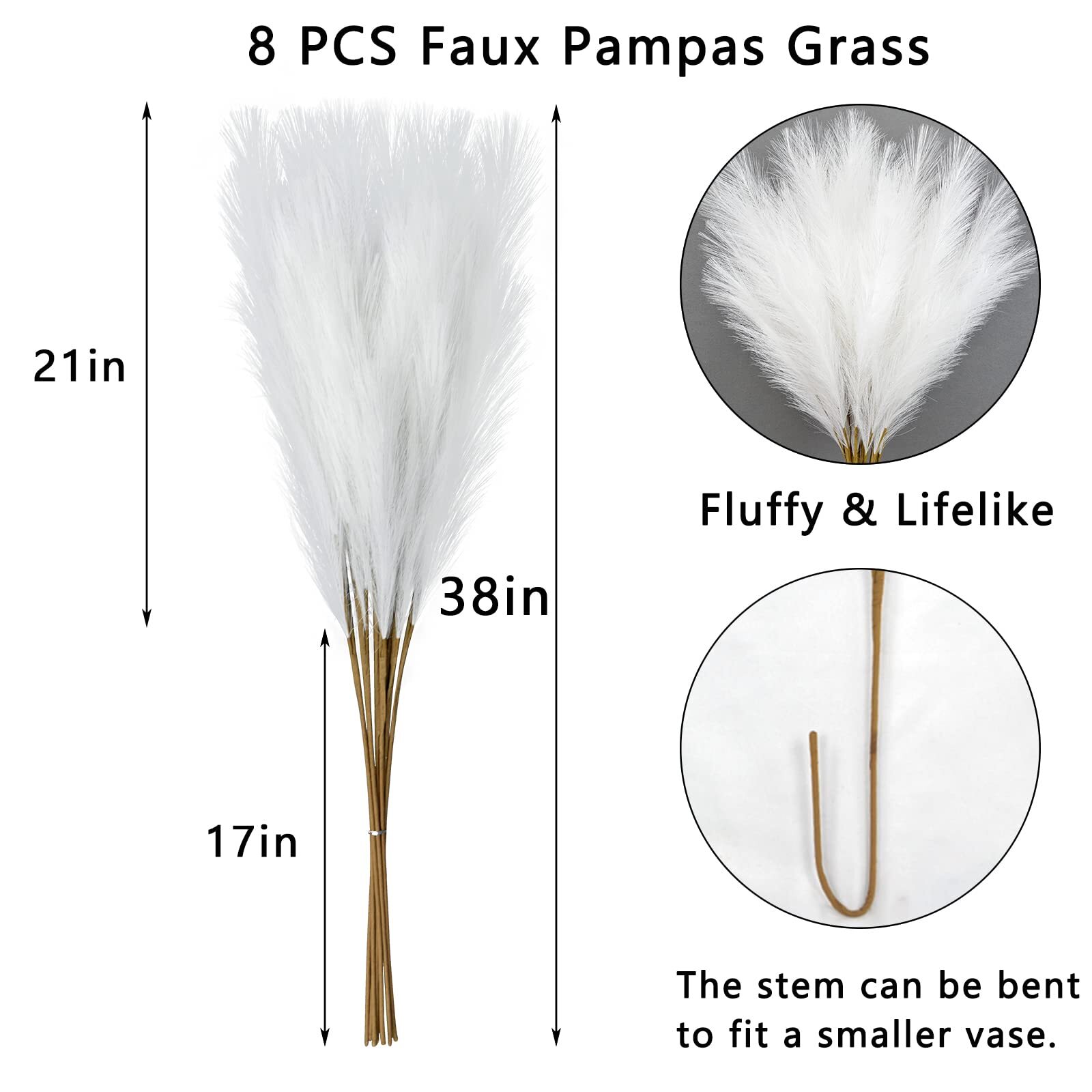 8 pieces of artificial Pampas grass 38 inches /3.1 feet tall tree plants