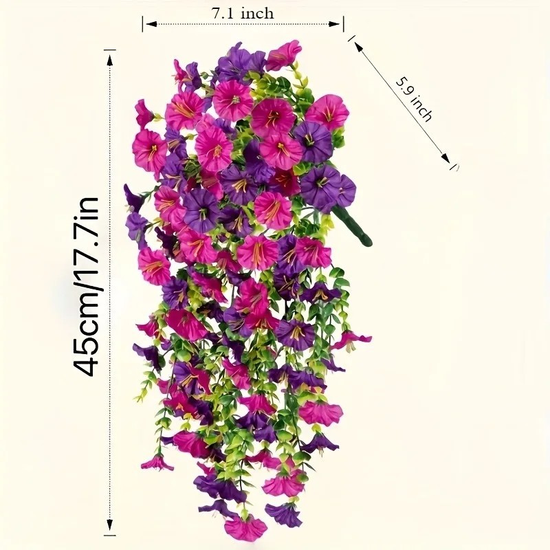 Artificial Morning Glory Vines UV Resistant Hanging Flowers Outdoor Decor