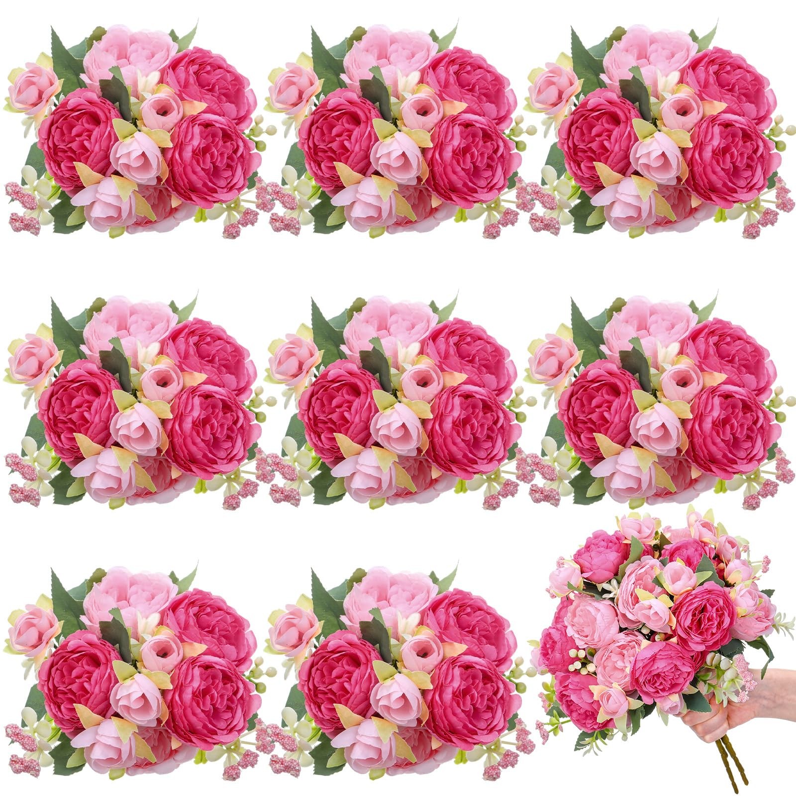 8 Bundles Artificial Peonies Flowers Boho Faux Flowers Arrangements Artificia…